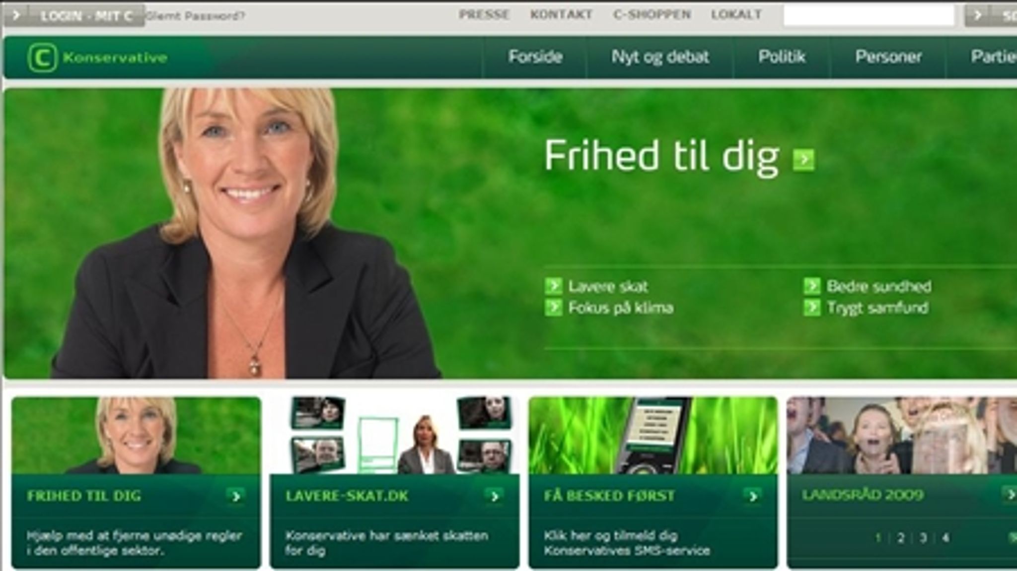 Konservative.dk, som hjemmesiden ser ud nu. 