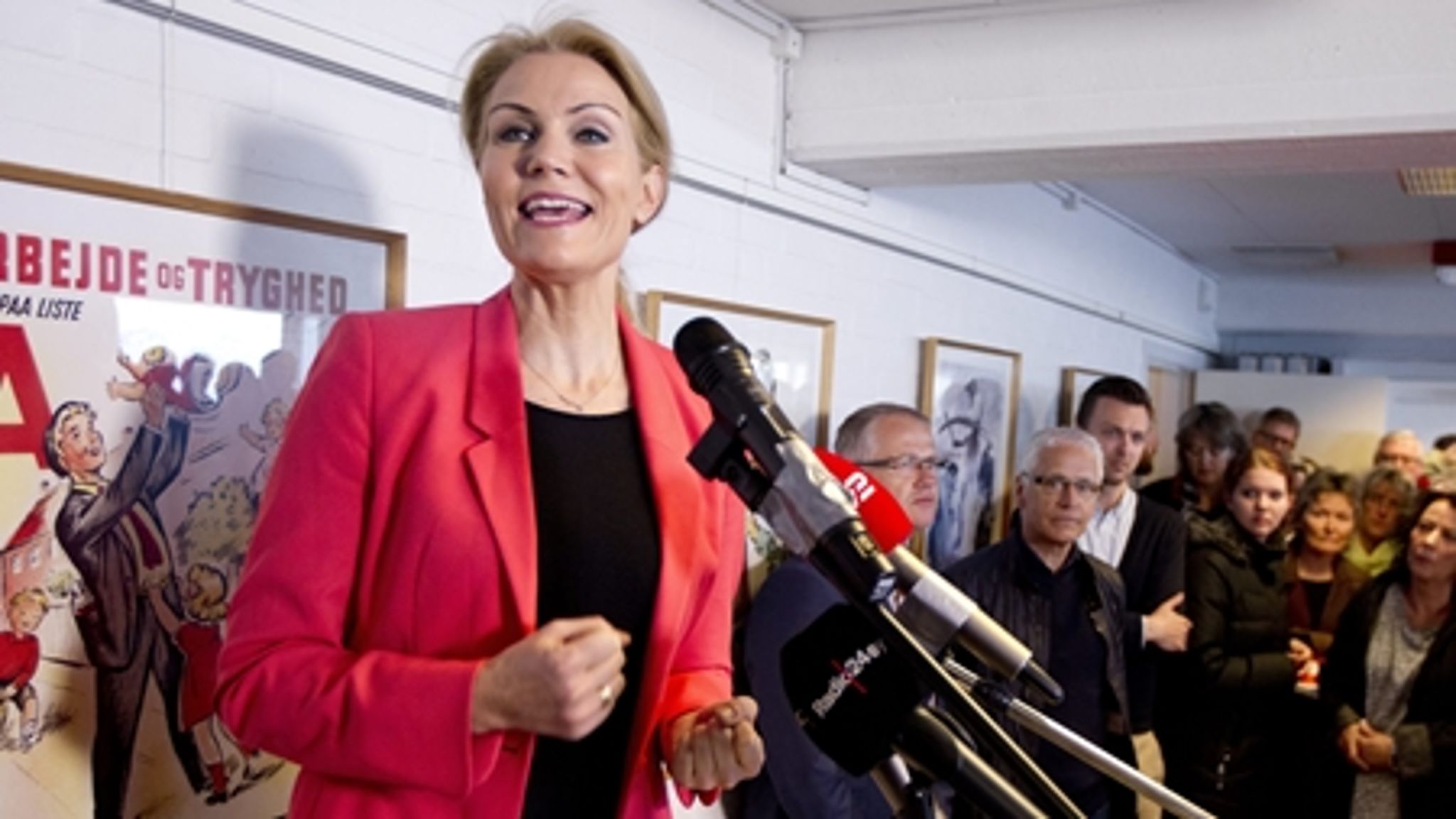 Statsminister Helle Thorning Schmidt (S) holder sin tale ved 1. maj-arrangementet hos 3F i Holstebro.