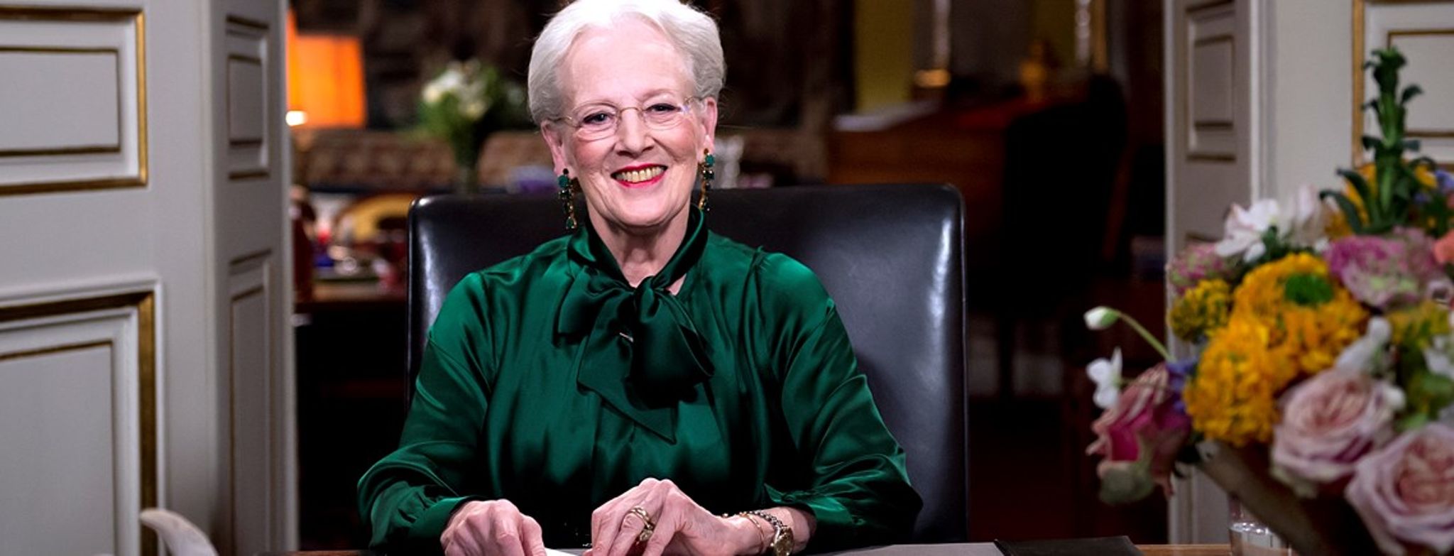 Dronning Margrethe holder sin nytårstale i Christian IX's Palæ på Amalienborg.