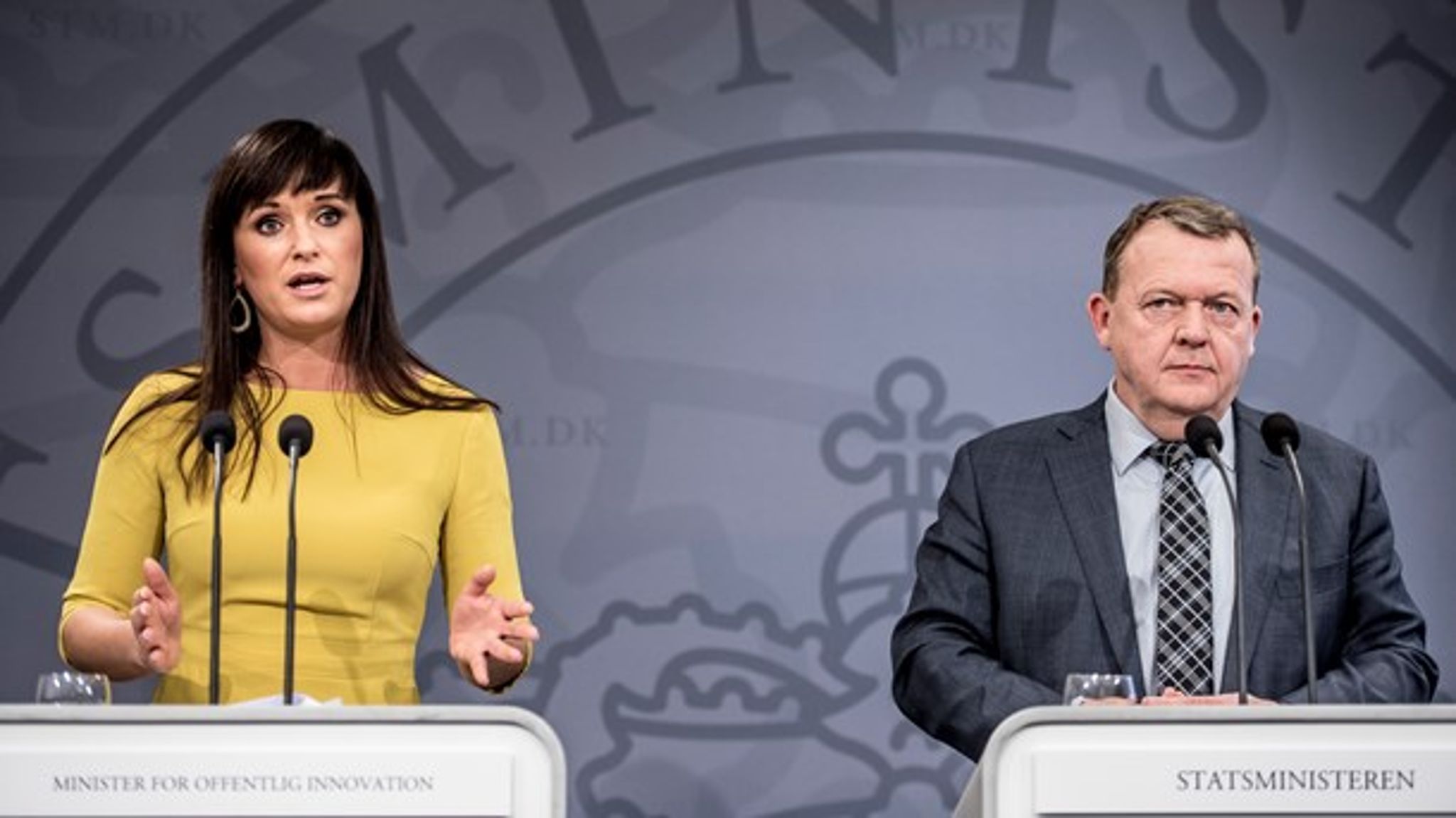 Statsminister Lars Løkke Rasmussen og Minister for Offentlig Innovation Sophie Løhde præsenterer ny plan for udflytning af statslige arbejdspladser.