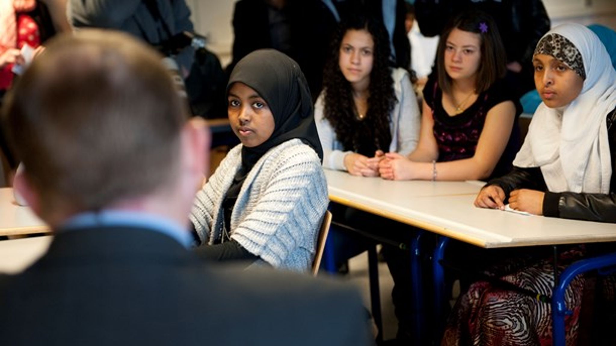 <b>DIVERSITET:</b> Statminister Lars Løkke Rasmussen besøger Abildskolen i Vollsmose, Odense (2010). Claus Fisker.