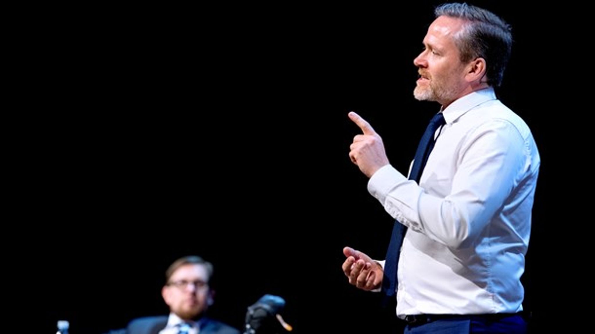 LA-leder Anders Samuelsen kom efter omstændighederne godt fra mødet med sit bagland i Tivoli Kongrescenter. <br>