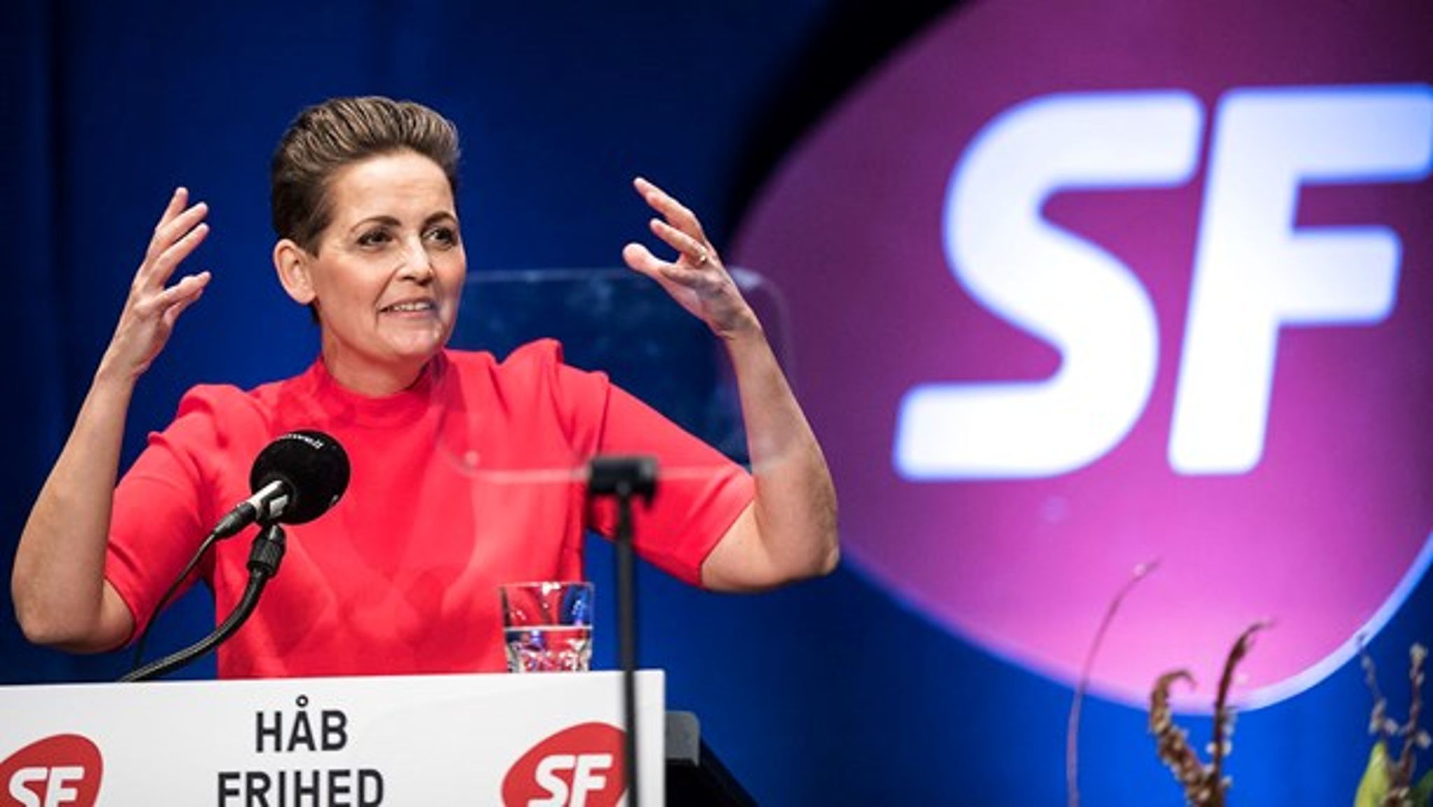 SF's formand langede ud efter de statslige arbejdsgivere, konkurrencesamfundet og kontanthjælpsloftet, da hun lørdag talte til SF's landsmøde i Kolding.