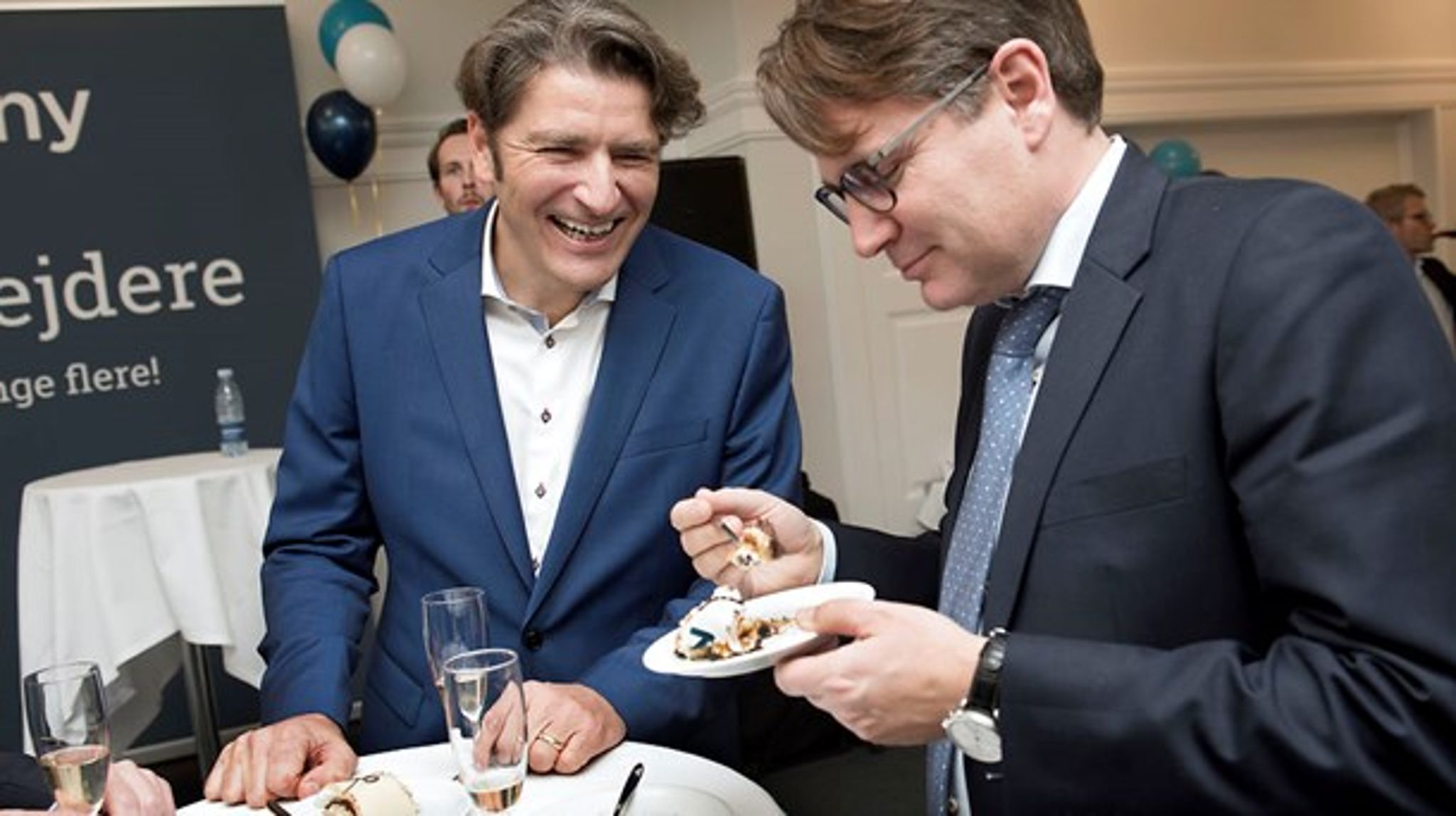 André Rogaczewski, CEO i Netcompany, er ny formand for regeringens Teknologipagtråd, som er nedsat af erhvervsminister Brian Mikkelsen (t.h.) (arkivfoto).