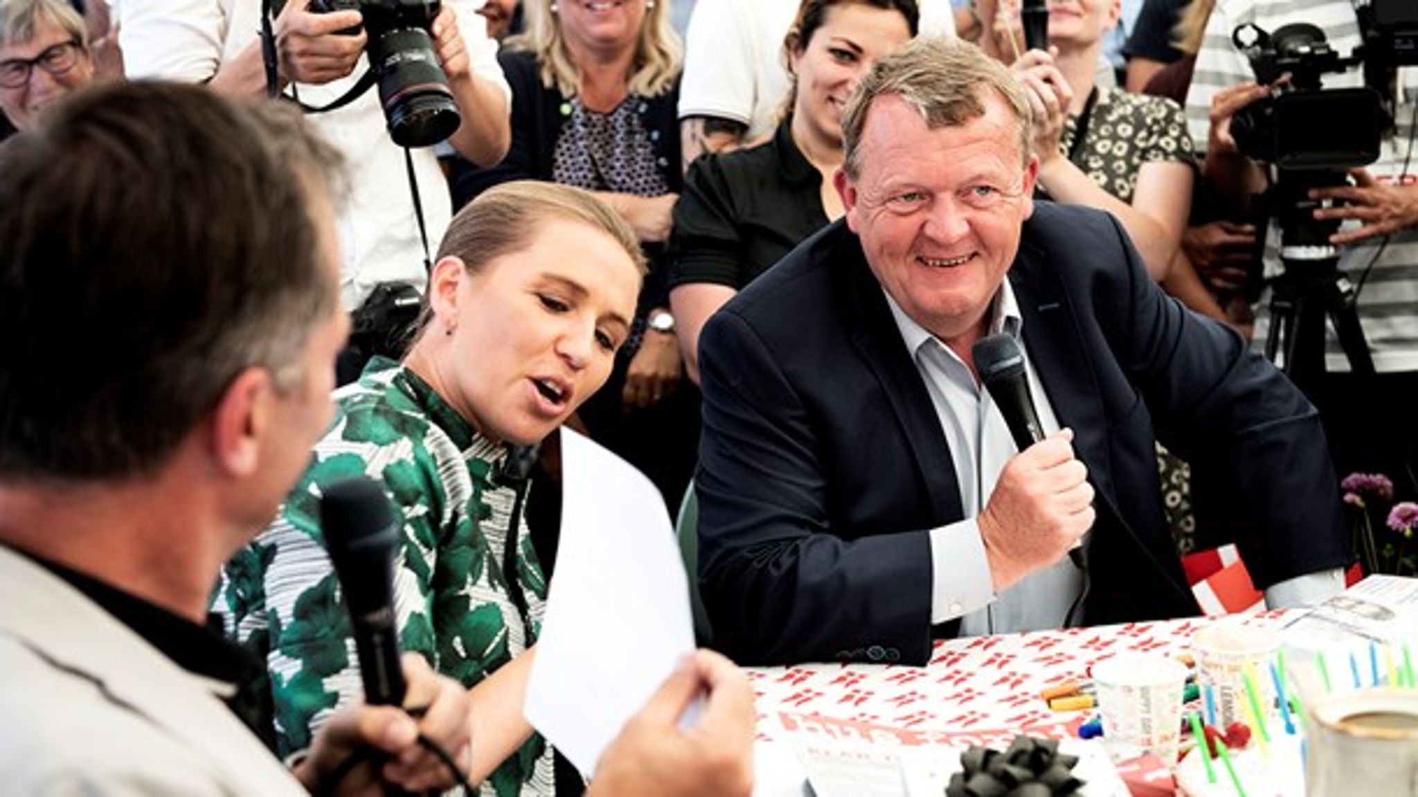 S-formand Mette Frederiksen og statsminister Lars Løkke Rasmussen deltager i fejring af Poul Nyrups 75-års fødselsdag.