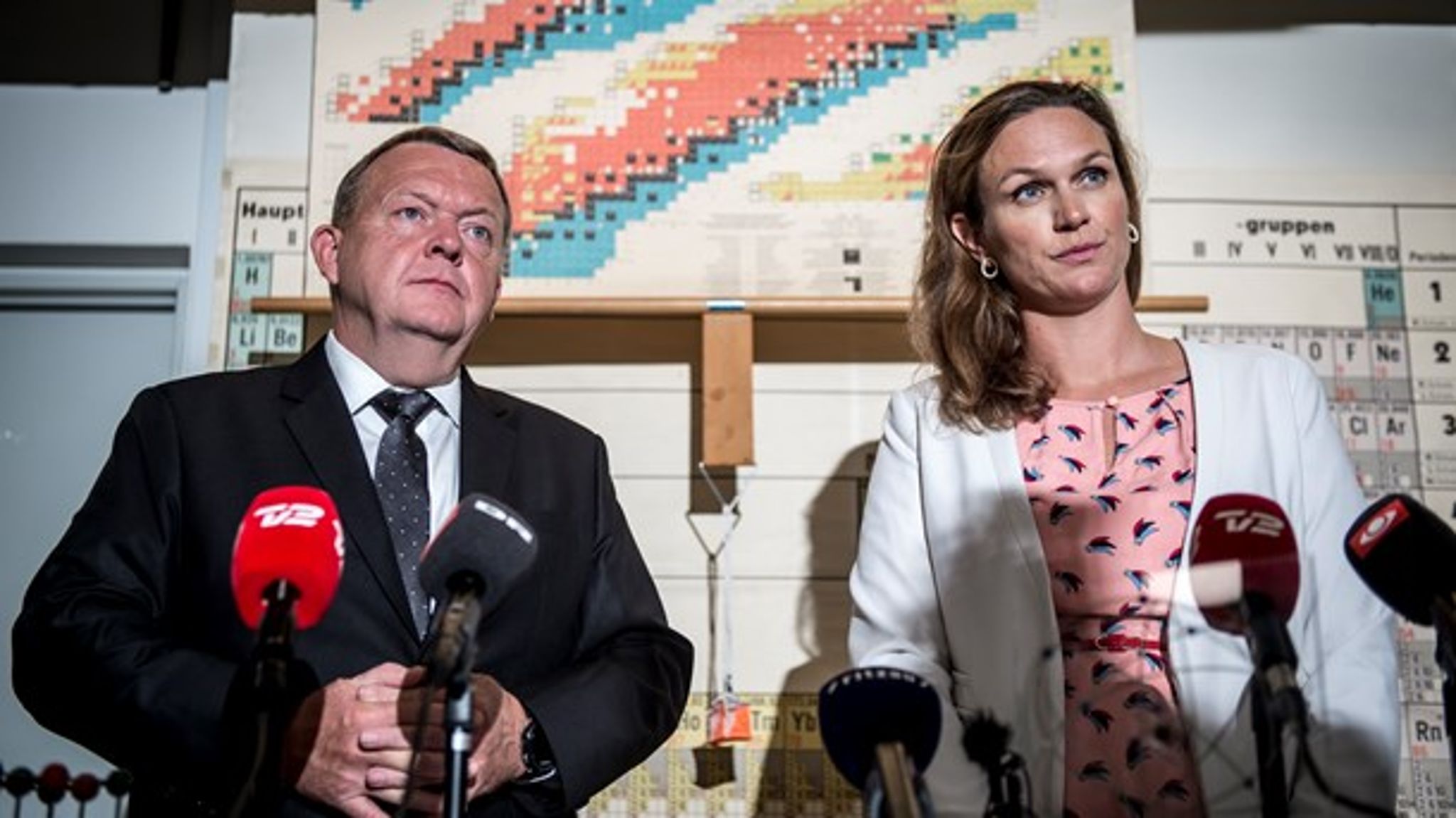 Statsminister Lars Løkke Rasmussen (V) og undervisningsminister Merete Riisager (LA) præsenterede tirsdag et nyt folkeskoleudspil.