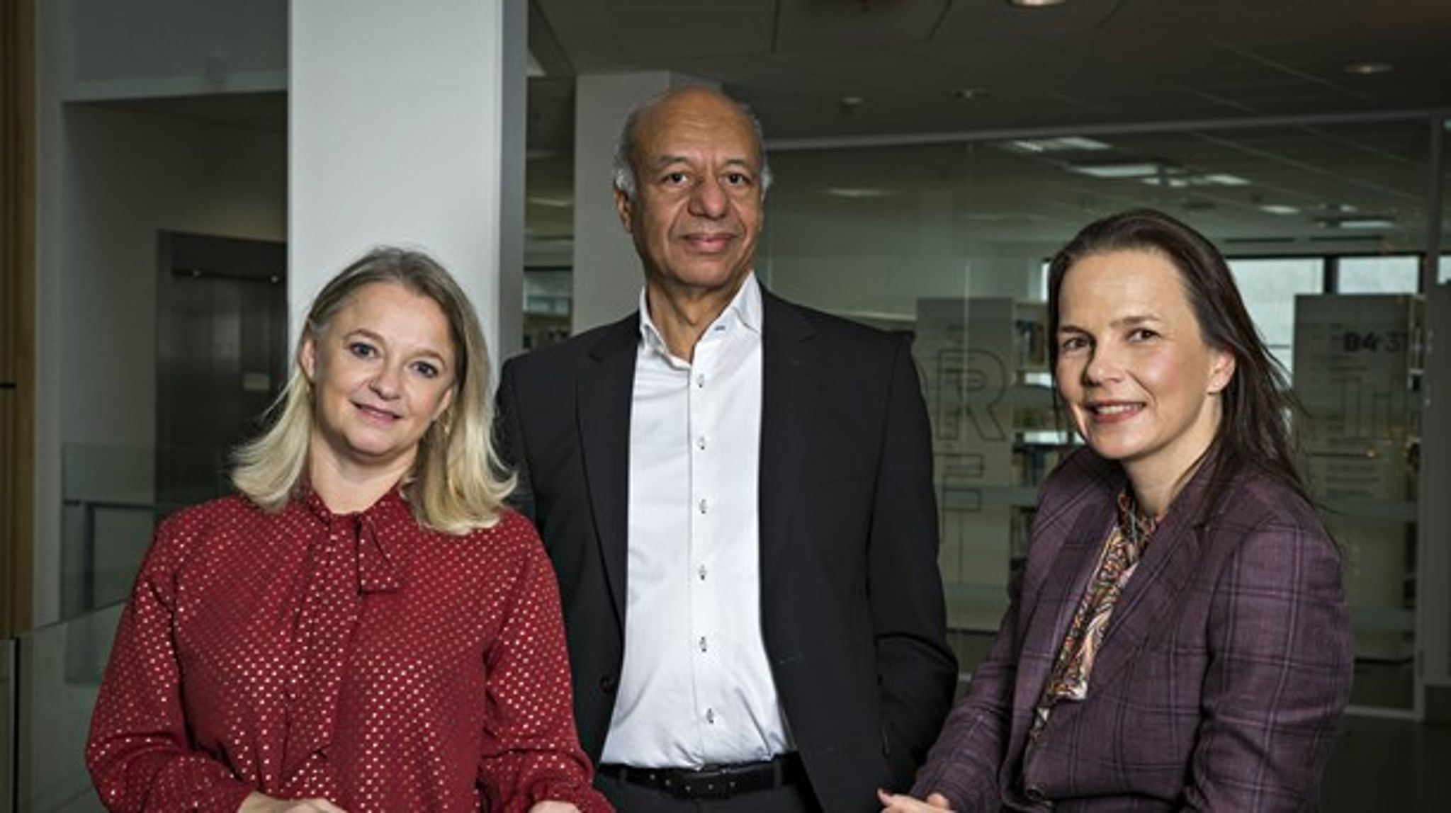 VIA's nye direktion, december 2018: Fra venstre professionshøjskoledirektør Kirsten Bundgaard, rektor Harald Mikkelsen og prorektor Louise Gade, som forfremmes fra sin stilling som direktør.&nbsp;