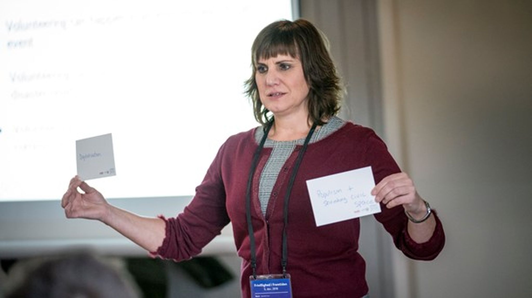 Direktør i Europæisk Frivilligcenter, Gabriella Civico, fotograferet under sidste uges afslutningskonference i Aarhus.