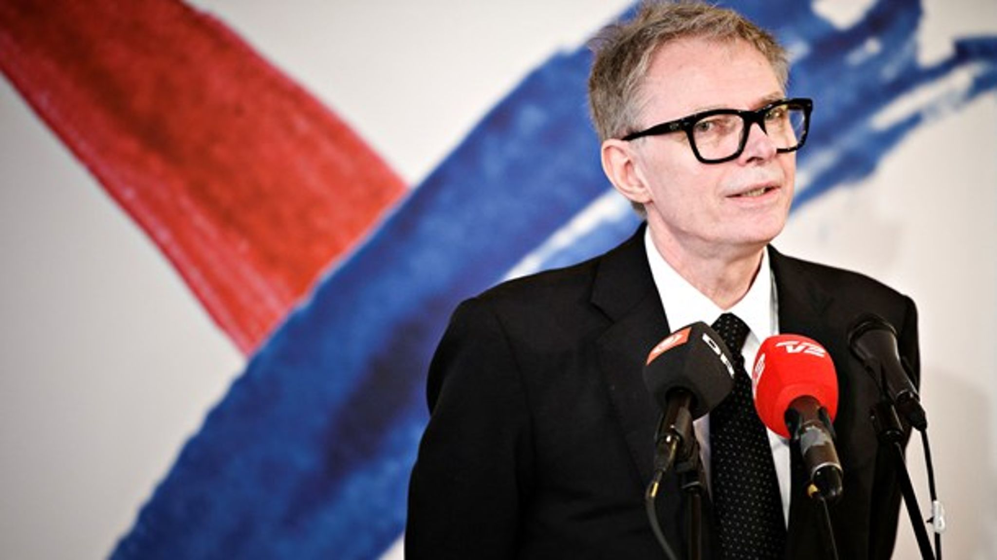 Klaus Riskær Pedersen ved præsentationen af partiet ved samme navn tirsdag formiddag.