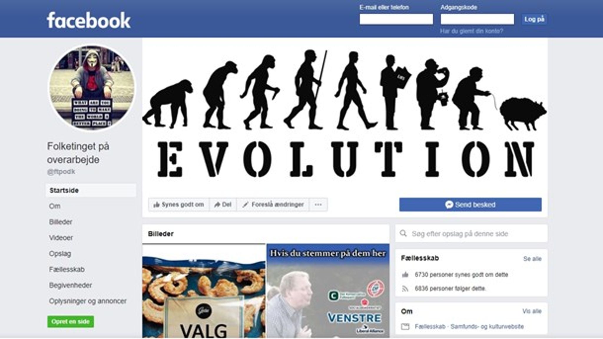 På den anonyme Facebook-side "Folketinget på overarbejde" er centrumpartierne og hele det politiske system under beskydning, skriver Niels Jespersen.