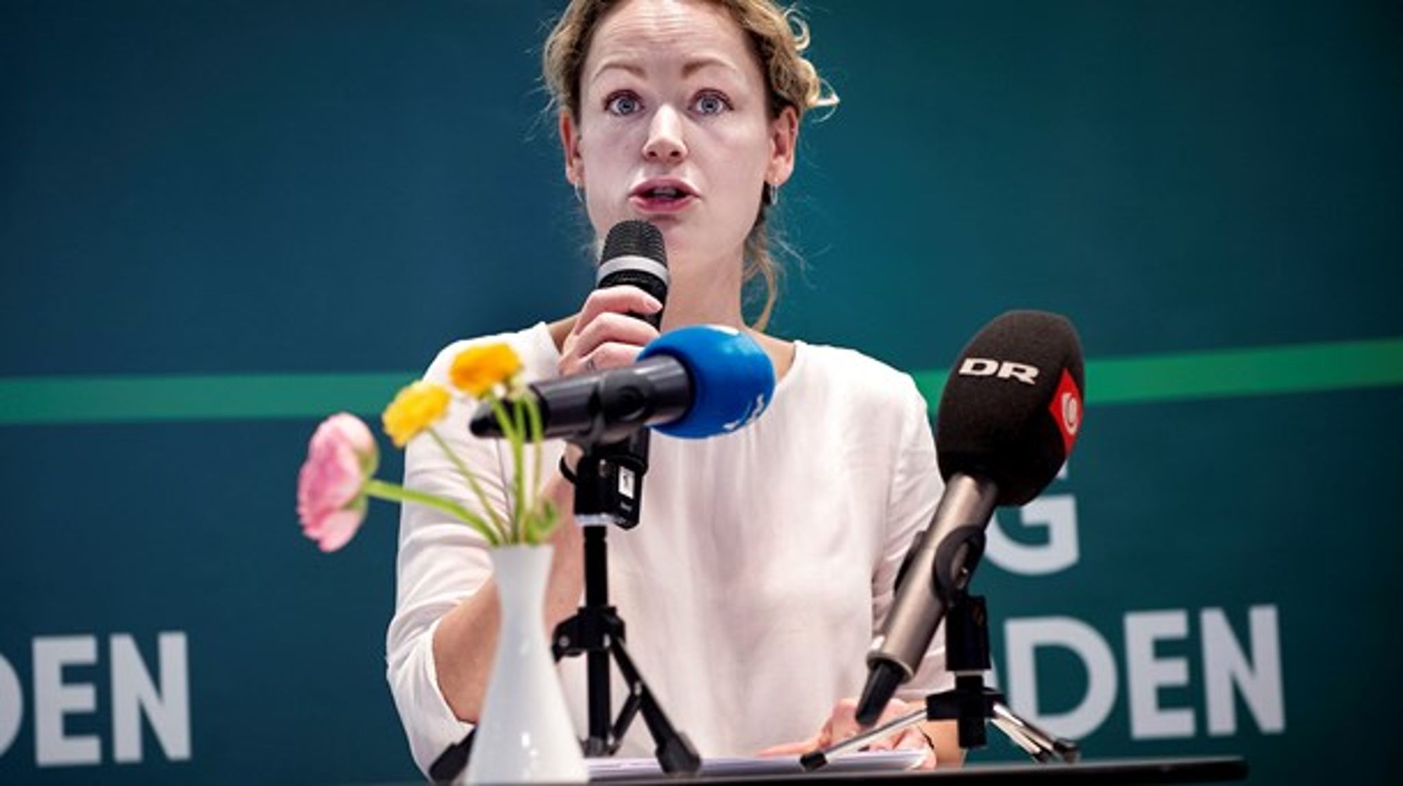 Pernille Skipper under præsentationen af 'A New Green Deal' onsdag i Det Grønlandske Hus midt i København.