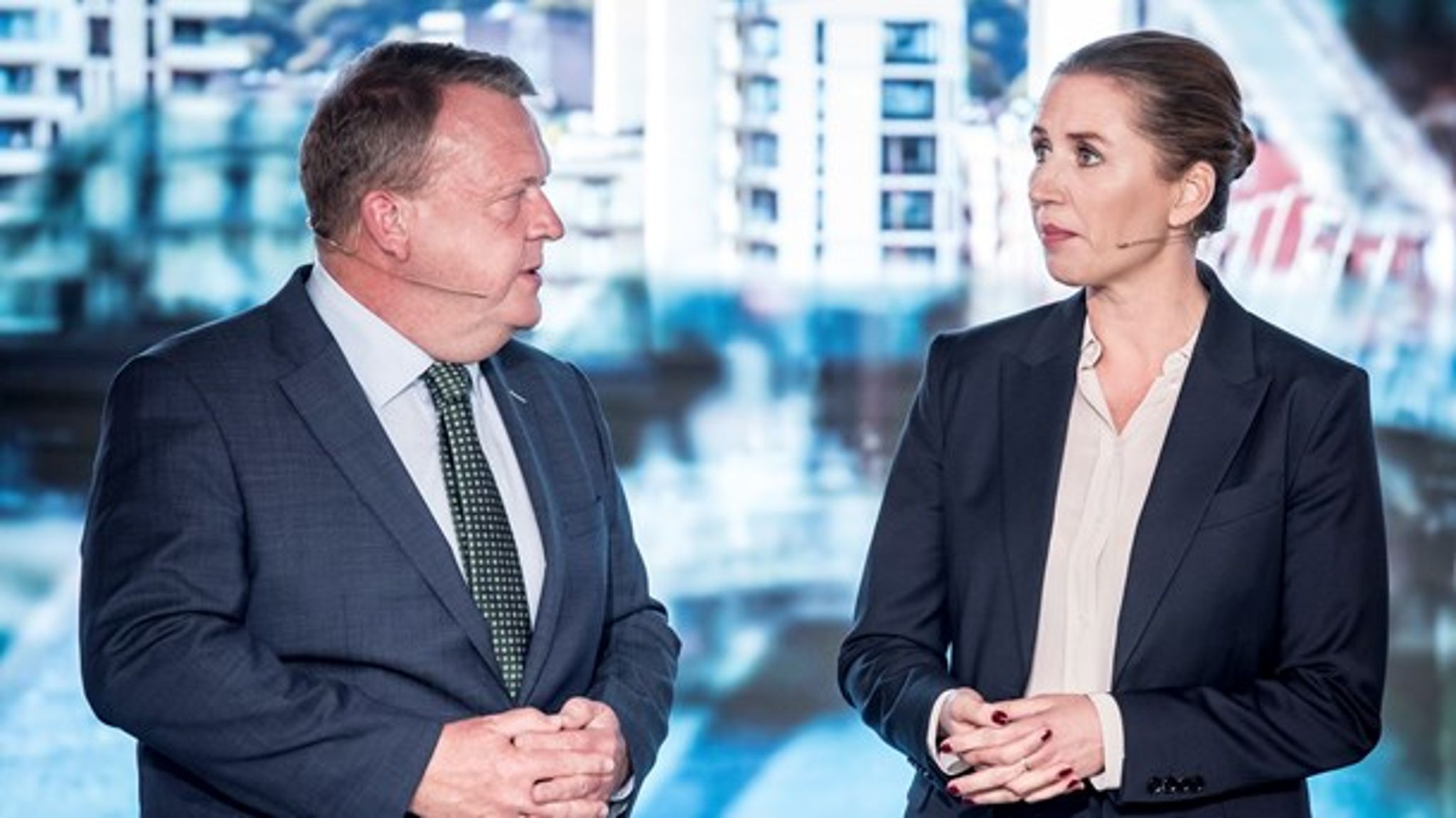 Statsminister Lars Løkke Rasmussen (V) og Socialdemokratiets formand, Mette Frederiksen, tog en sidste holmgang med hinanden, inden vælgerne skal sætte deres kryds på onsdag.&nbsp;