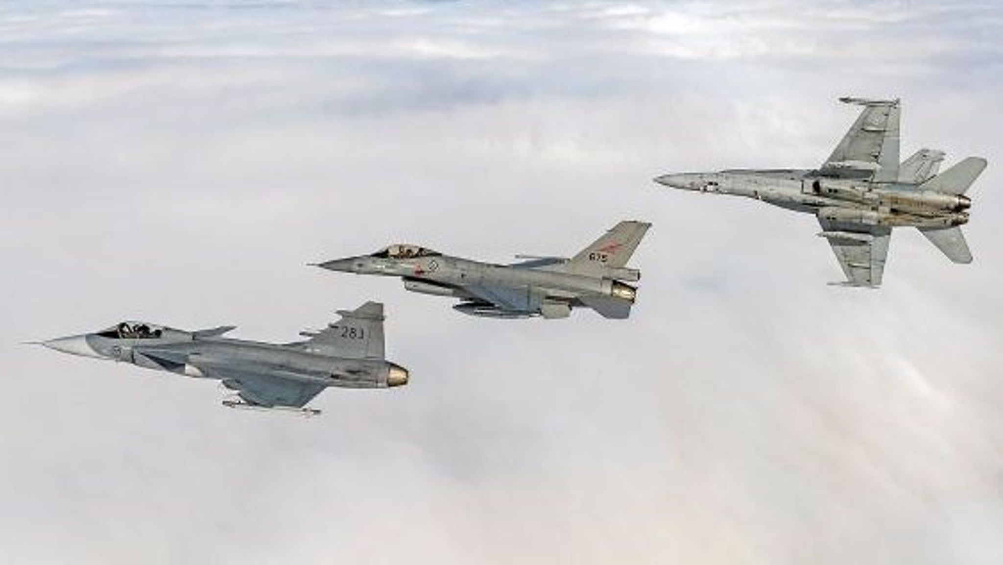 Fly fra ni lande deltog i Arctic Challenge Exercise.