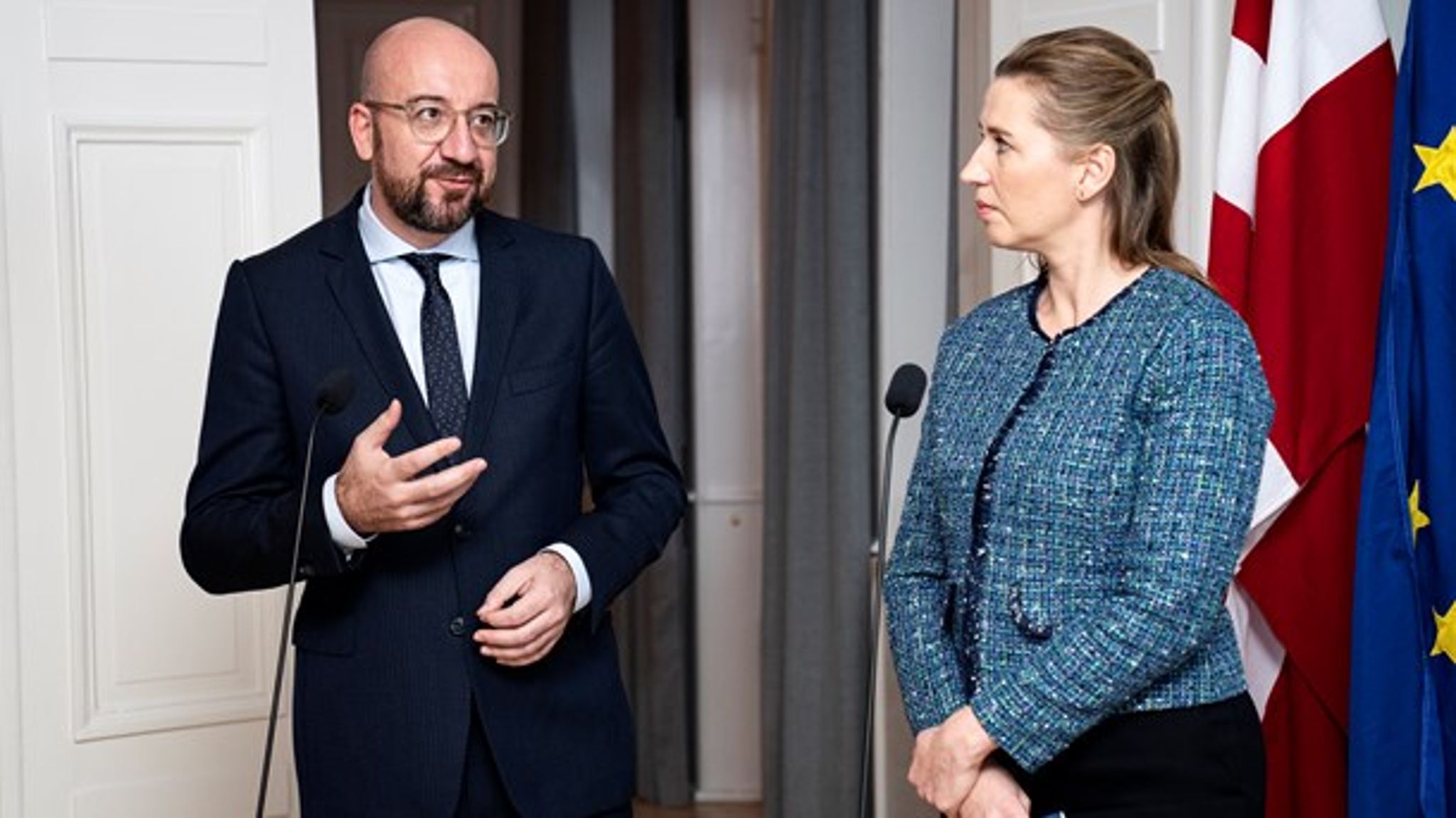 Charles Michel (tv.) har som forhenværende belgisk premierminister deltaget i en lang række EU-topmøder. Til december skal han som ny formand for første gang lede et møde i Det Europæiske Råd.&nbsp;