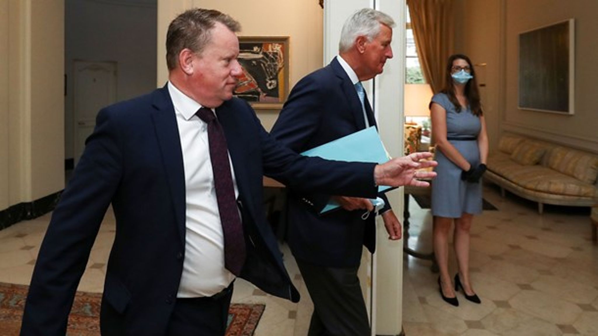 Chefforhandlerne for Storbritannien og EU, David Frost (t.v.) og Michel Barnier, kom ingen vegne med deres forhandlinger i sidste uge.&nbsp;