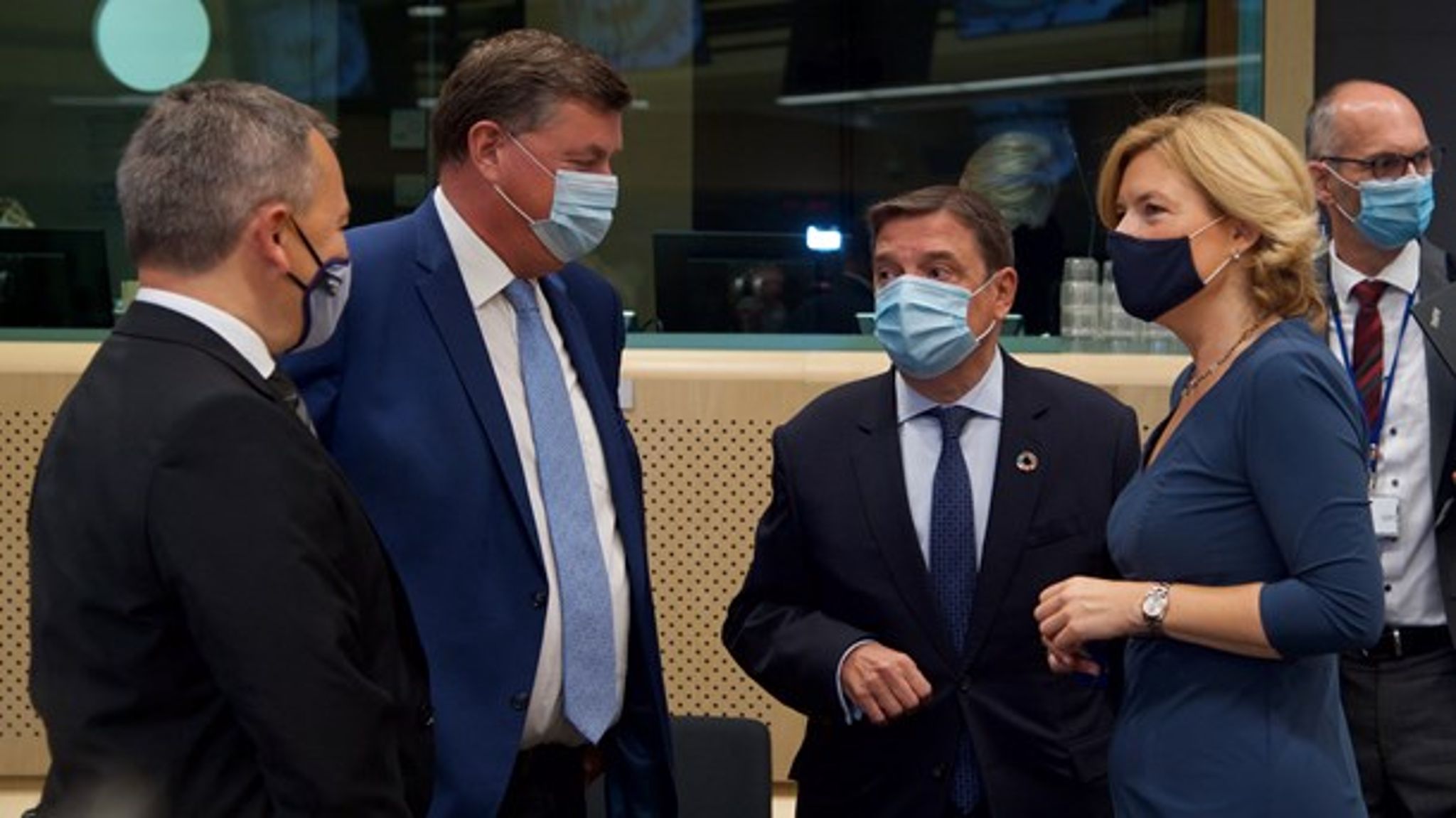 Her ses fødevareminister Mogens Jensen på det seneste rådsmøde for landbrug og fiskeri sammen med blandt andet den spanske landbrugsminister Luis Planas Puchades og den tyske landbrugsminister Julia Klöckner.