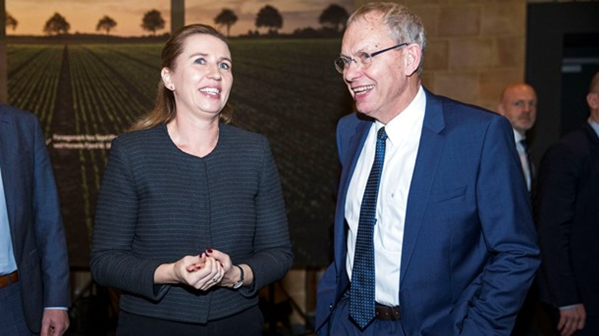 Mette Frederiksen sammen med den netop afgåede formand for Landbrug &amp; Fødevarer, Martin Merrild.&nbsp;