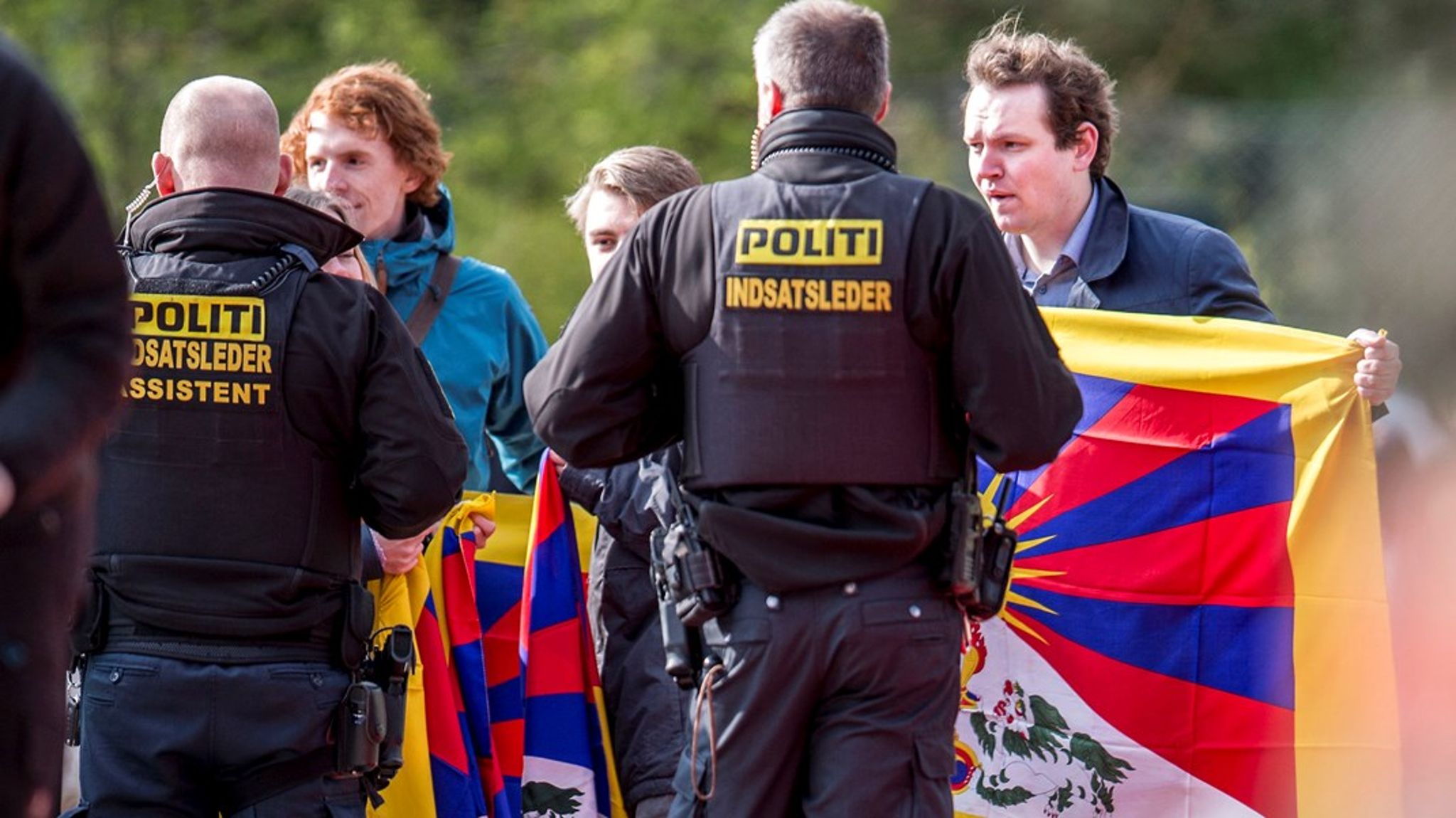 På hvilket niveau blev besluttet, at Tibet-demonstranter ikke måtte ses, da den kinesiske leder besøgte Danmark i 2012? Højt oppe, siger en tidligere chef i Forsvarets Efterretningstjeneste nu. Billedet er ikke fra dengang, men er et nyere billede fra en demonstration i&nbsp;2019.