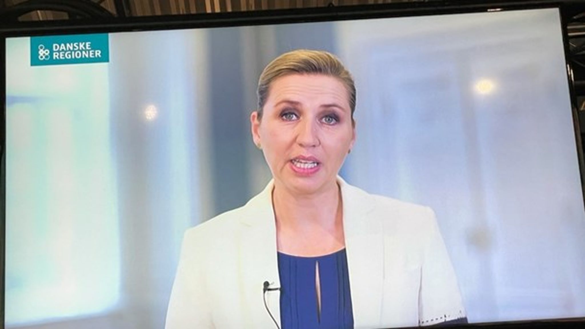 Mette Frederiksen talte om geografiske forskelle på sundhedsvæsenet i sin videohilsen til regionernes generalforsamling.