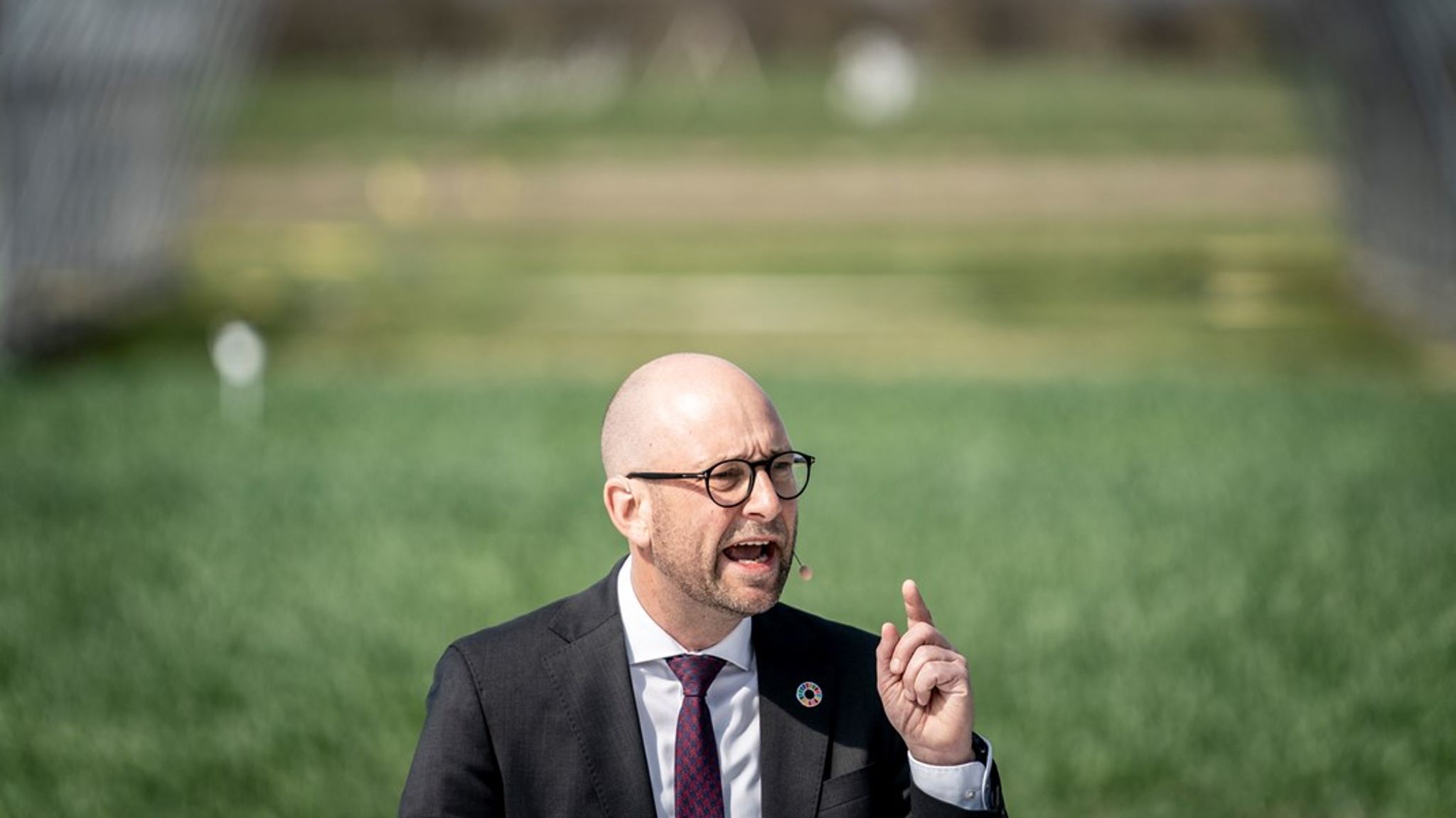 Fødevarer-, landbrug- og fiskeriminister Rasmus Prehn under præsentationen af regeringens landbrugsudspil i slutningen af april.&nbsp;