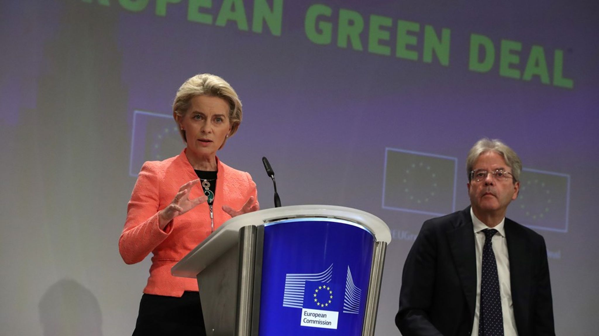 "Vi har målene, vi har klimaloven, og i dag kommer så køreplanen," sagde&nbsp;kommissionsformand Ursula von der Leyen.