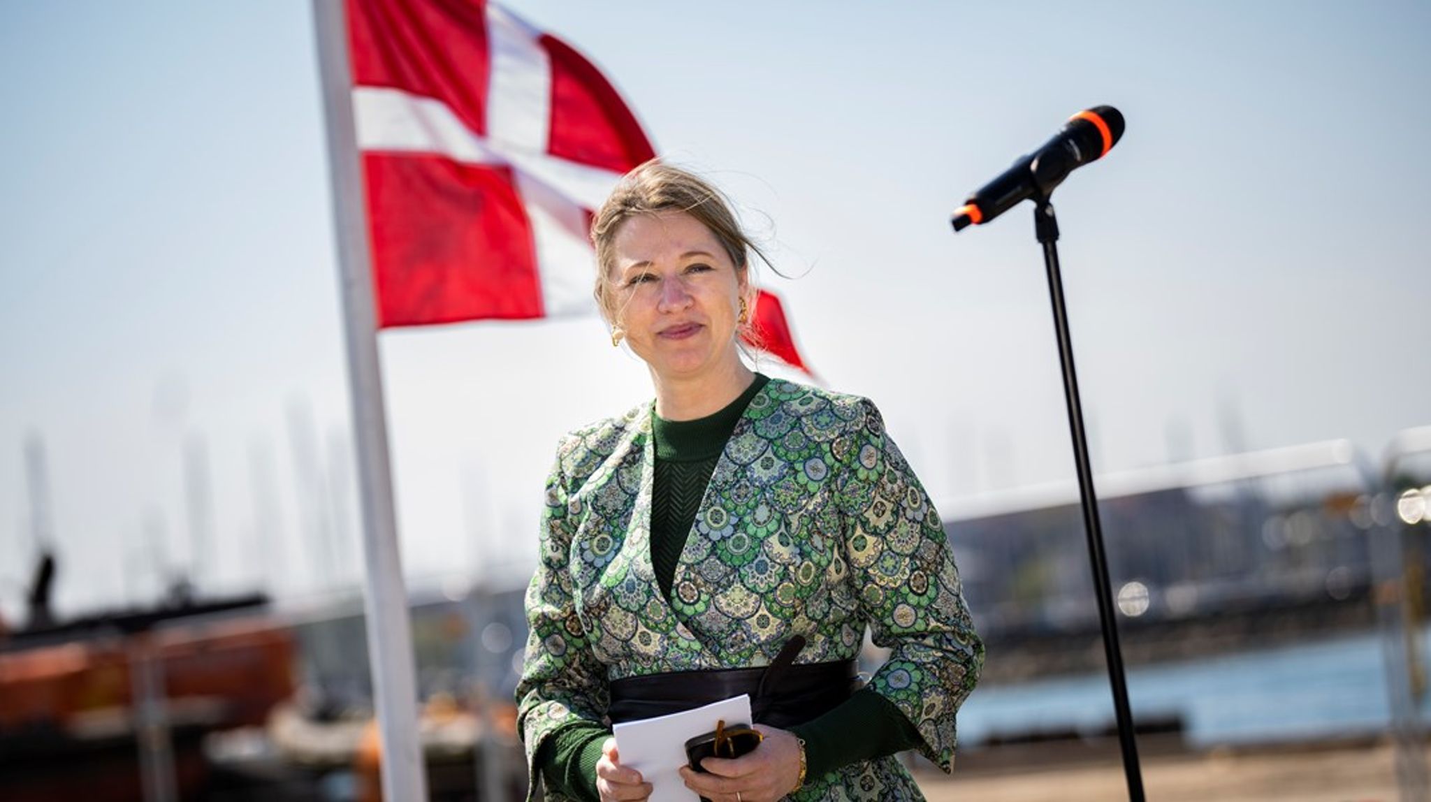 Sophie Hæstorp Andersen ved første spadestik til Nordhavnstunnelen tidligere i maj.&nbsp;