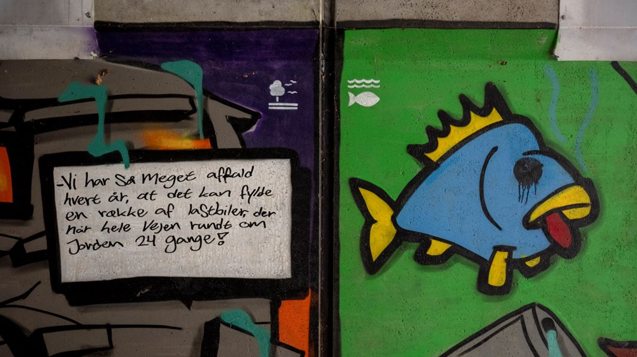 Verdensmålsgraffiti tæt på Højby Skole på Fyn. 