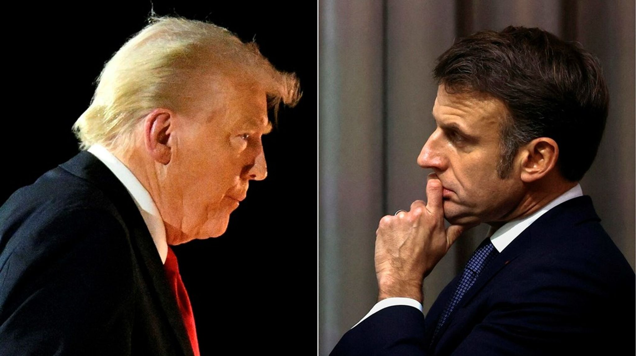 Frankrigs præsident, Emmanuel Macron (t.h.), havde mandag aften inviteret andre europæiske ledere til Paris for at drøfte, hvordan Europa skal reagere på Donald Trumps annoncerede forhandlinger med Rusland om Ukraine.