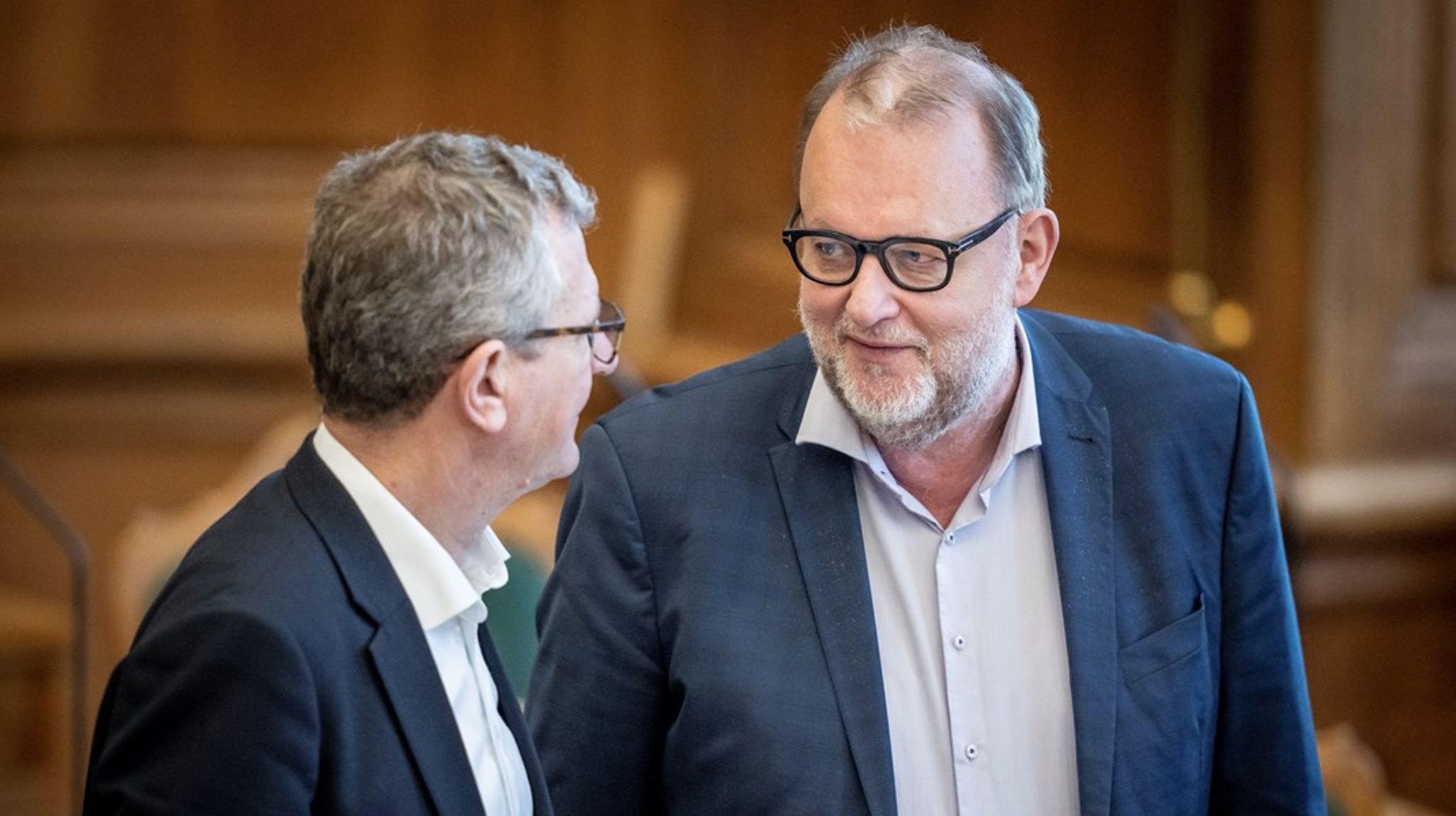 Henrik Frandsen og Lars Christian Lilleholt, der er gruppeformænd i henholdsvis Moderaterne og Venstre, afviser begge, at aftalen om at forbyde udenlandske donationer i dansk politik skulle være udtryk for symbolpolitik trods kritik fra flere aftalepartier. Arkivfoto.&nbsp;