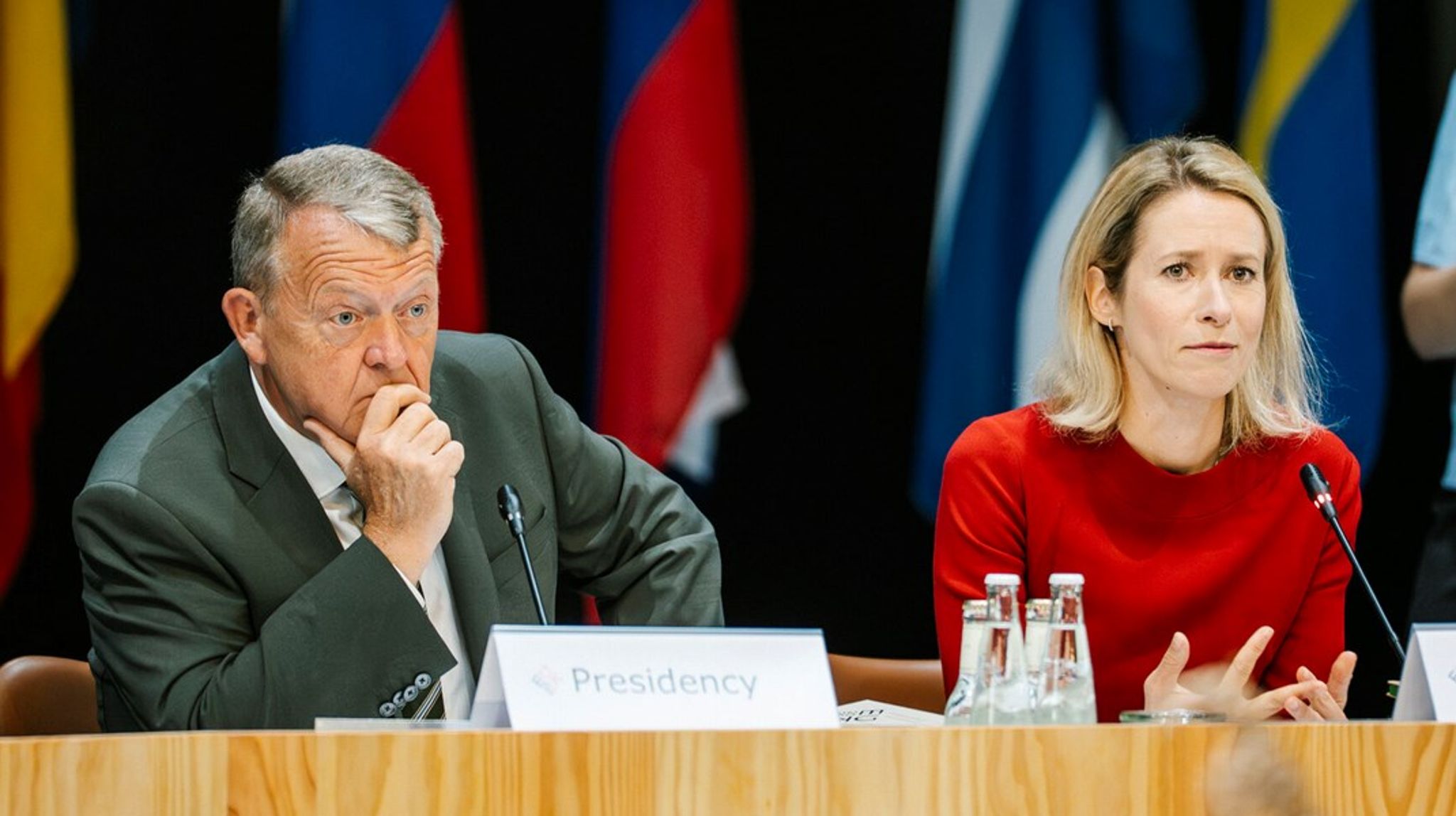 Danmarks udenrigsminister Lars Løkke Rasmussen (t.v.) afviste, at han var skuffet over mødets udfald.&nbsp;