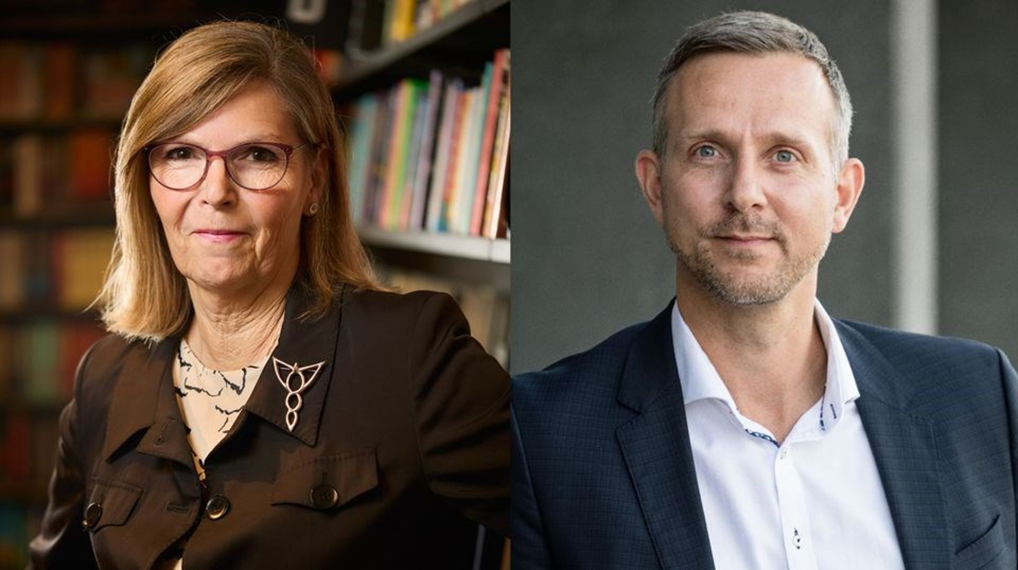 Lotte Haagerup, formand for Boghandlerforeningen (tv.) og Jakob Brandt, adm. direktør i SMVdanmark (th.).