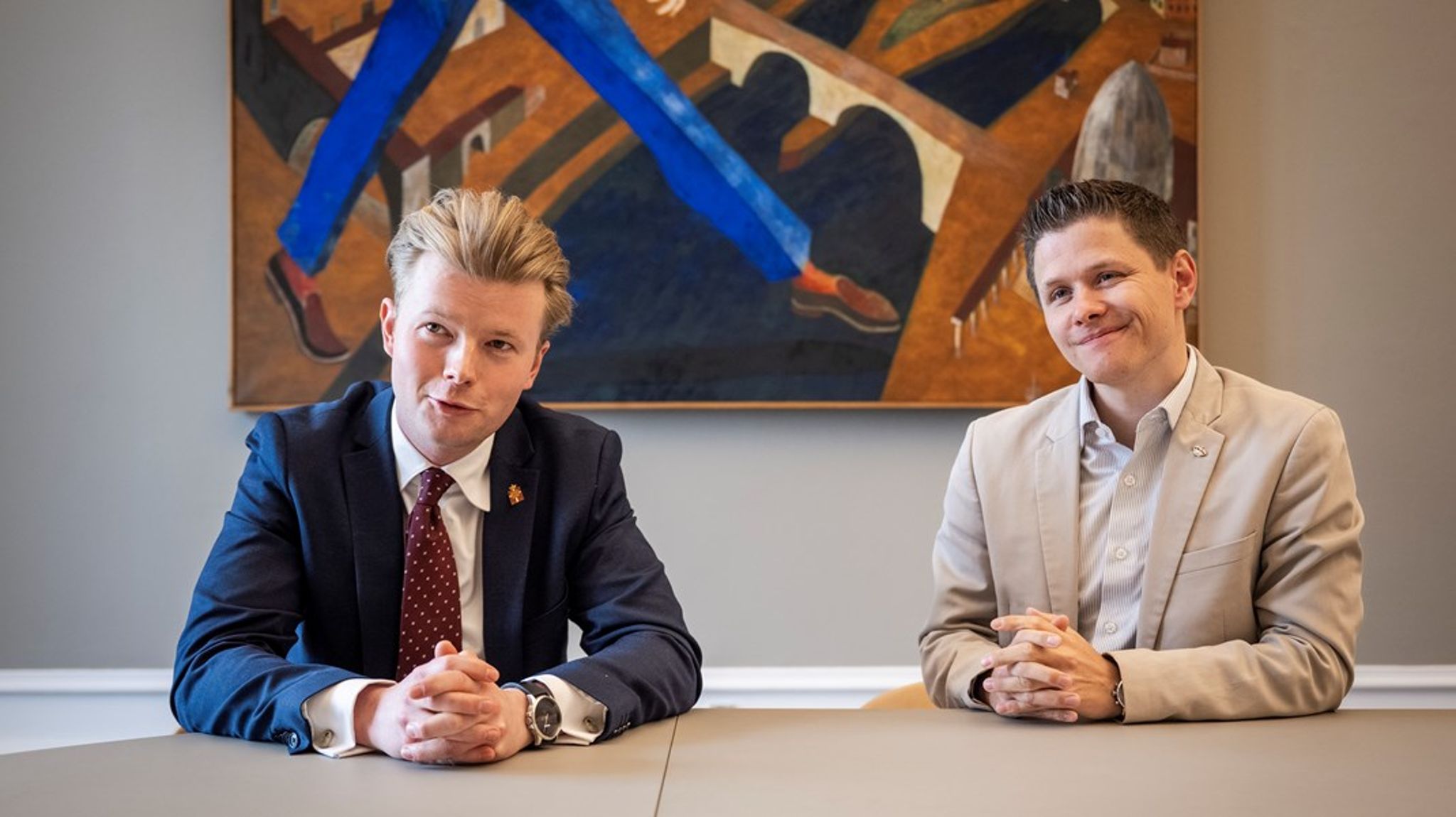 Christian Vigilius (tv.) og Anders Storgaard (th.) repræsenterede hver deres fløj i Konservativ Ungdom.&nbsp;