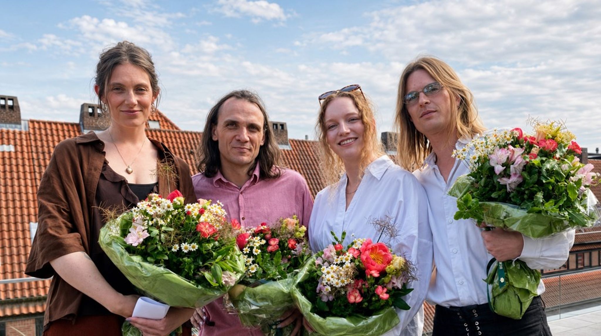 De fire modtagere af Dreyer Prisen 2026. Fra venstre: Sylvia Le Fanu, Søren Peter Langkjær Bojsen, Zinnini Elkington og Mathias Broe.