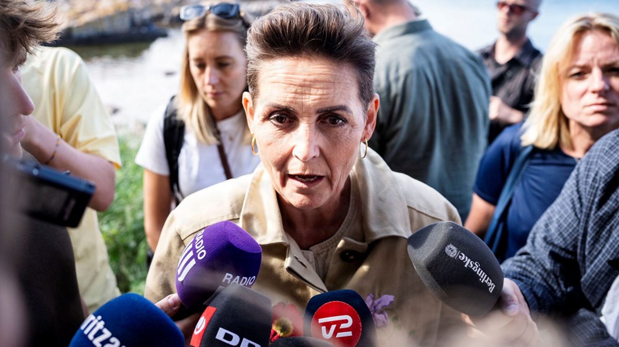 Pia Olsen Dyhr blev konfronteret af pressen på Folkemødet efter ansættelsen af Thomas Nystrøm som rådgiver.