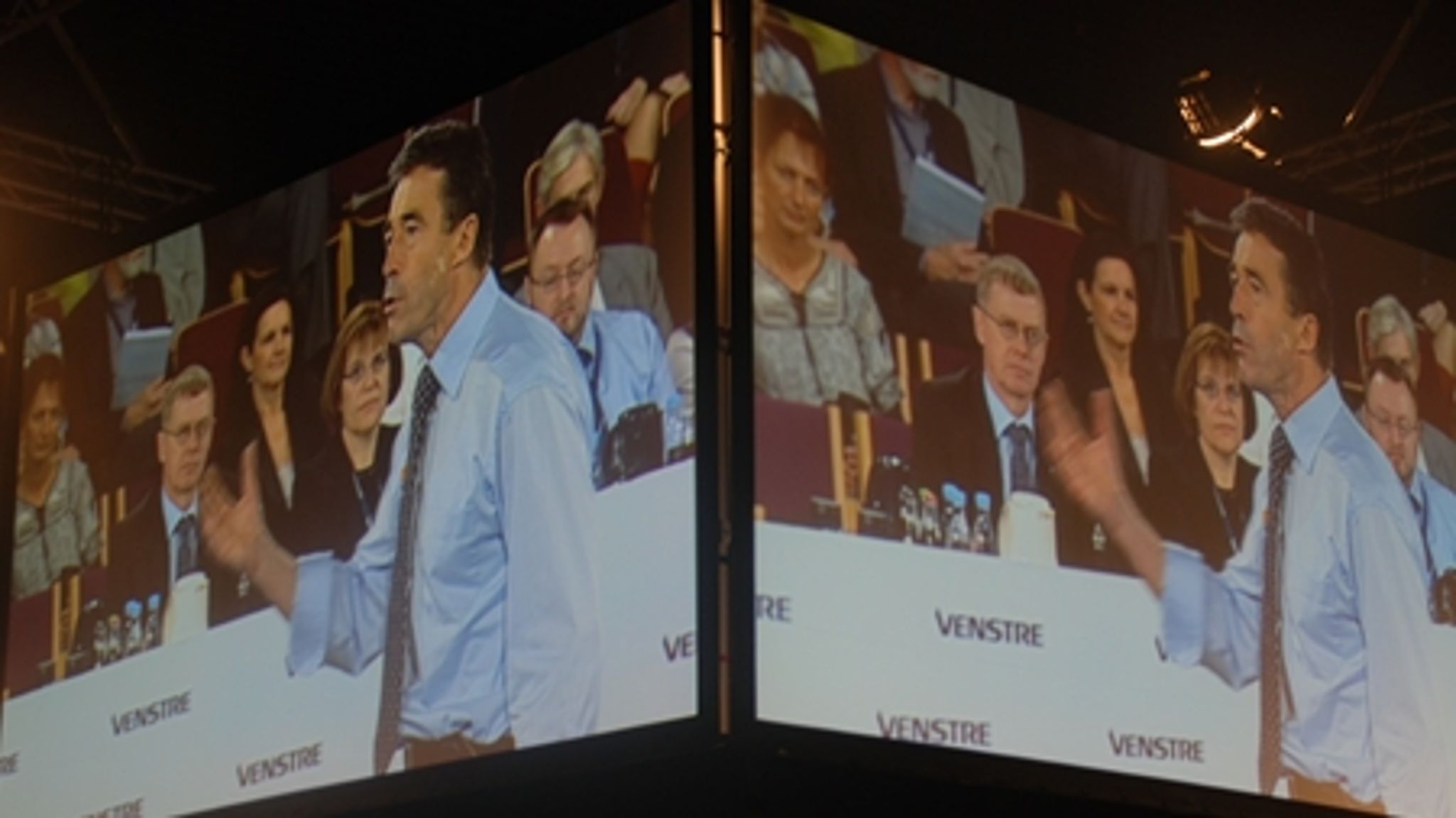 Anders Fogh Rasmussen i aktion på Venstres landsmøde.