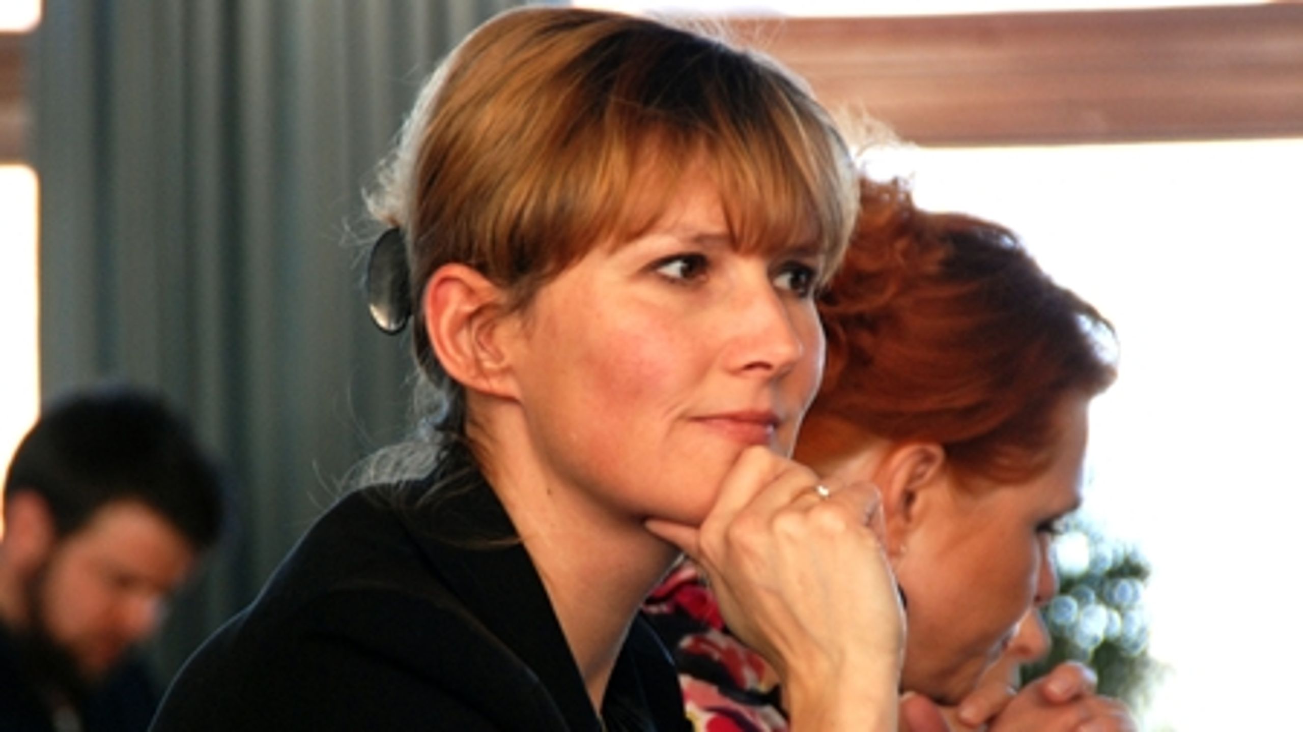 Daværende socialminister Benedikte Kiær (K) ved fremlæggelsen af VK-regeringens nye ghetto-strategi i efteråret 2010. 