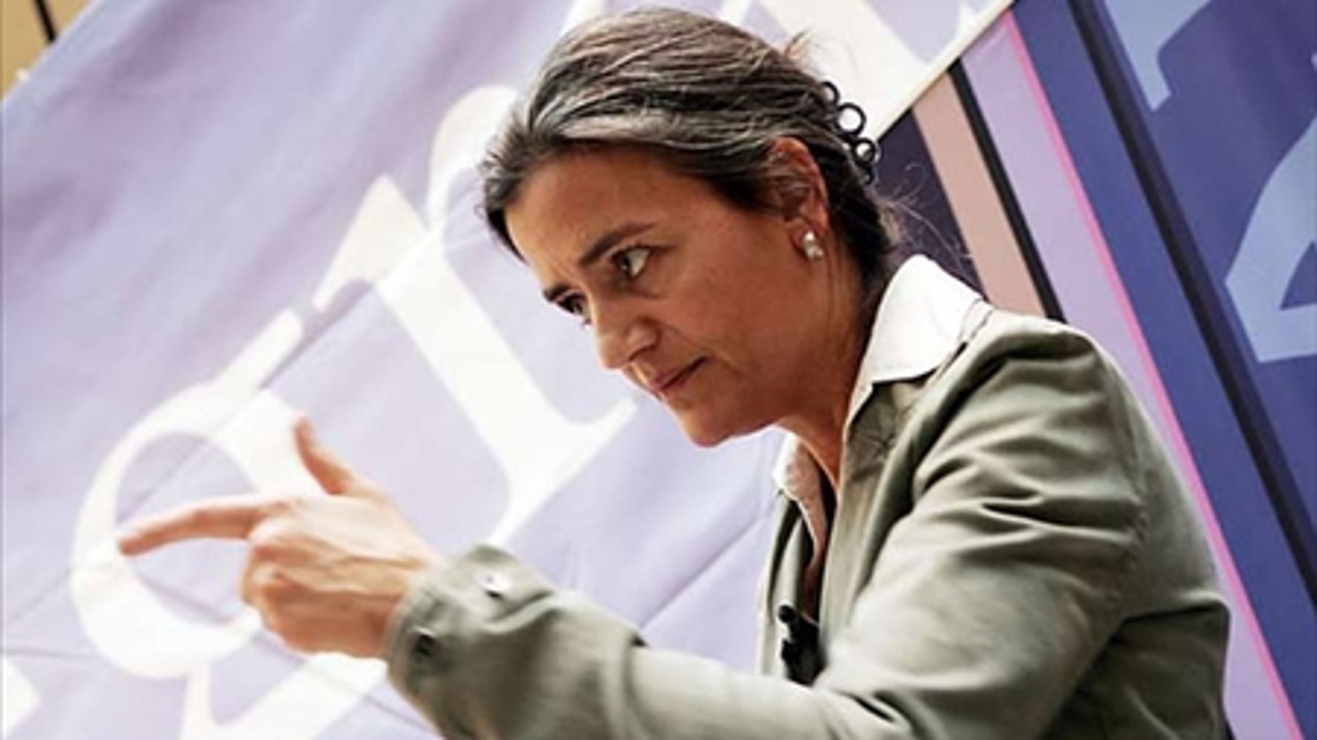 Margrethe Vestager. Striden om finansskatten er hendes første dårlige sag i mange måneder. Og sagen kan fortsætte længe endnu.