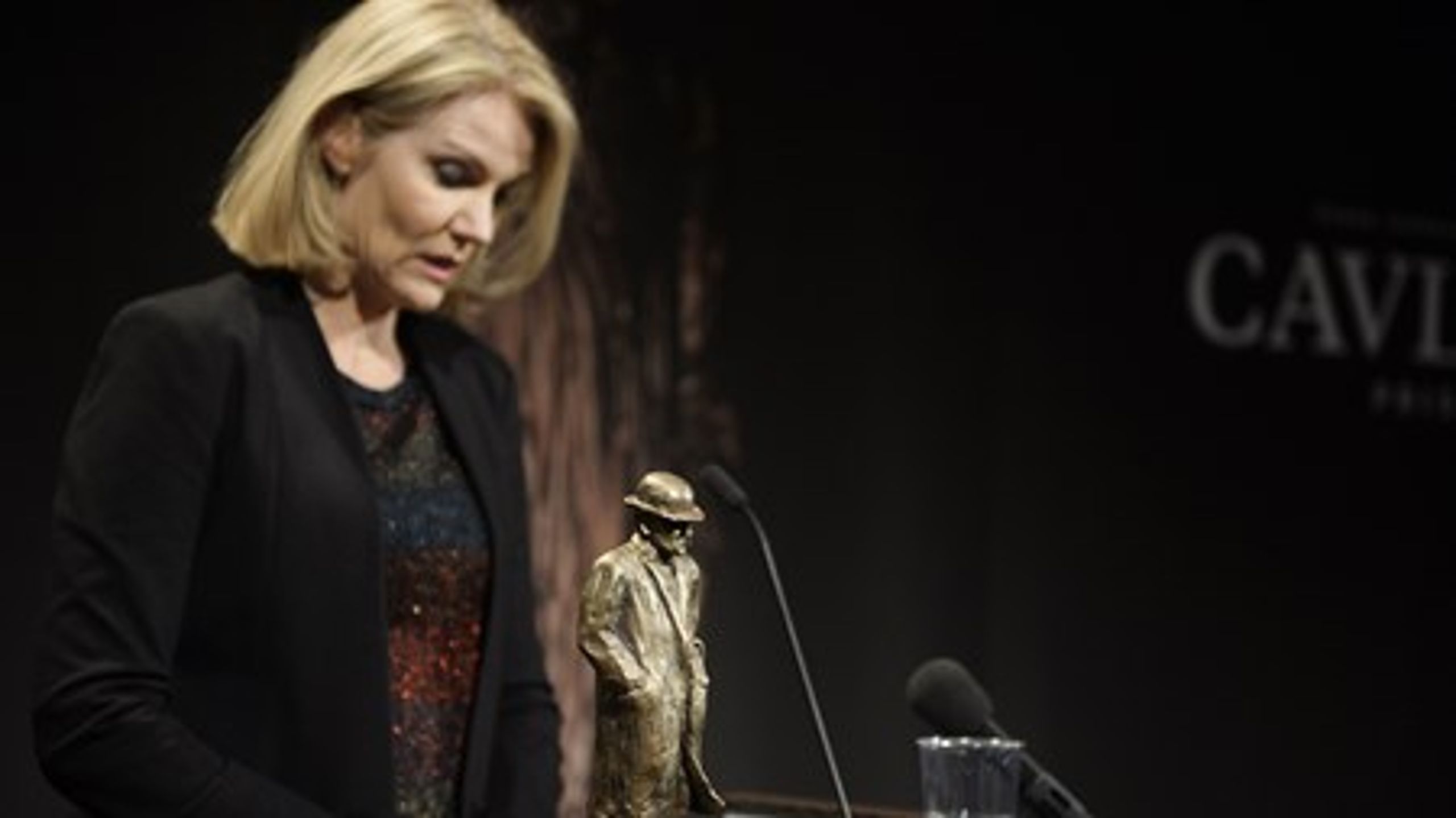 Statsminister Helle Thorning-Schmidt (S) holdt tale inden&nbsp;uddelingen af årets Cavling-pris.&nbsp;