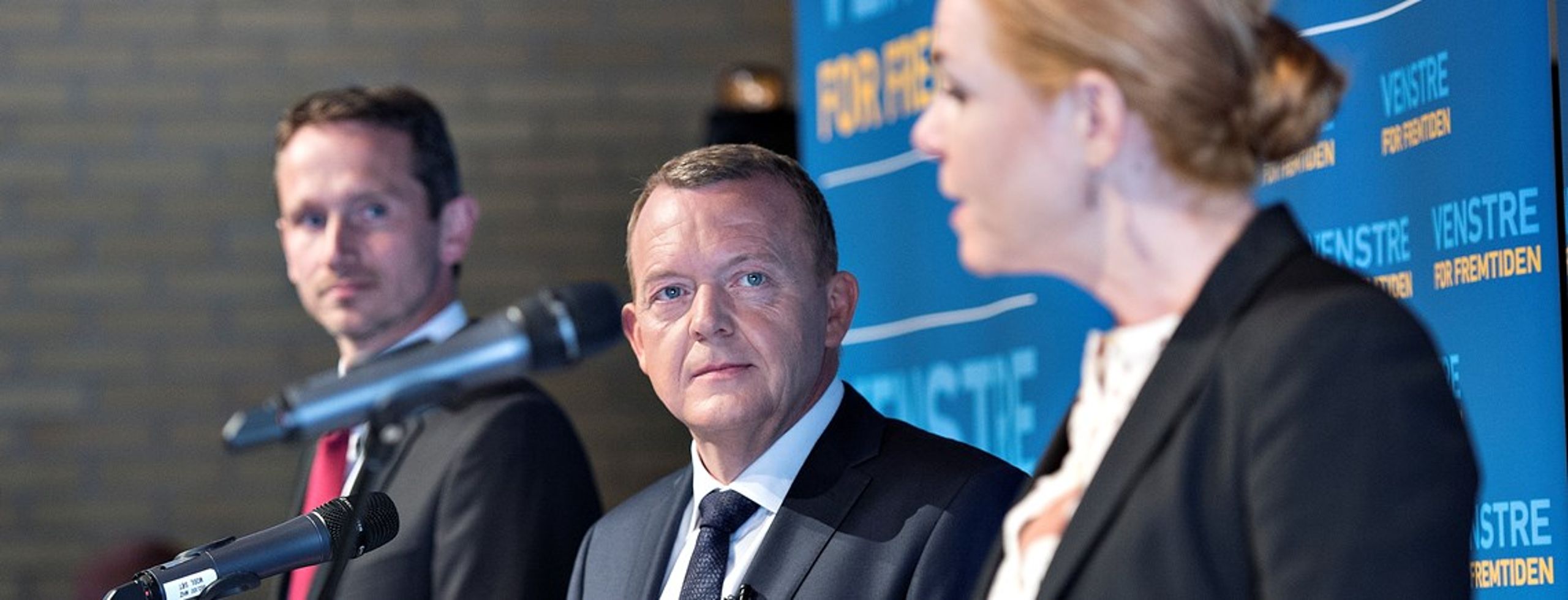 Næstformand Kristian Jensen, formand Lars Løkke Rasmussen og politisk ordfører Inger Støjberg var fredag i Skive&nbsp;for at fremlægge Venstres udspil "Flere danske job i hele Danmark".