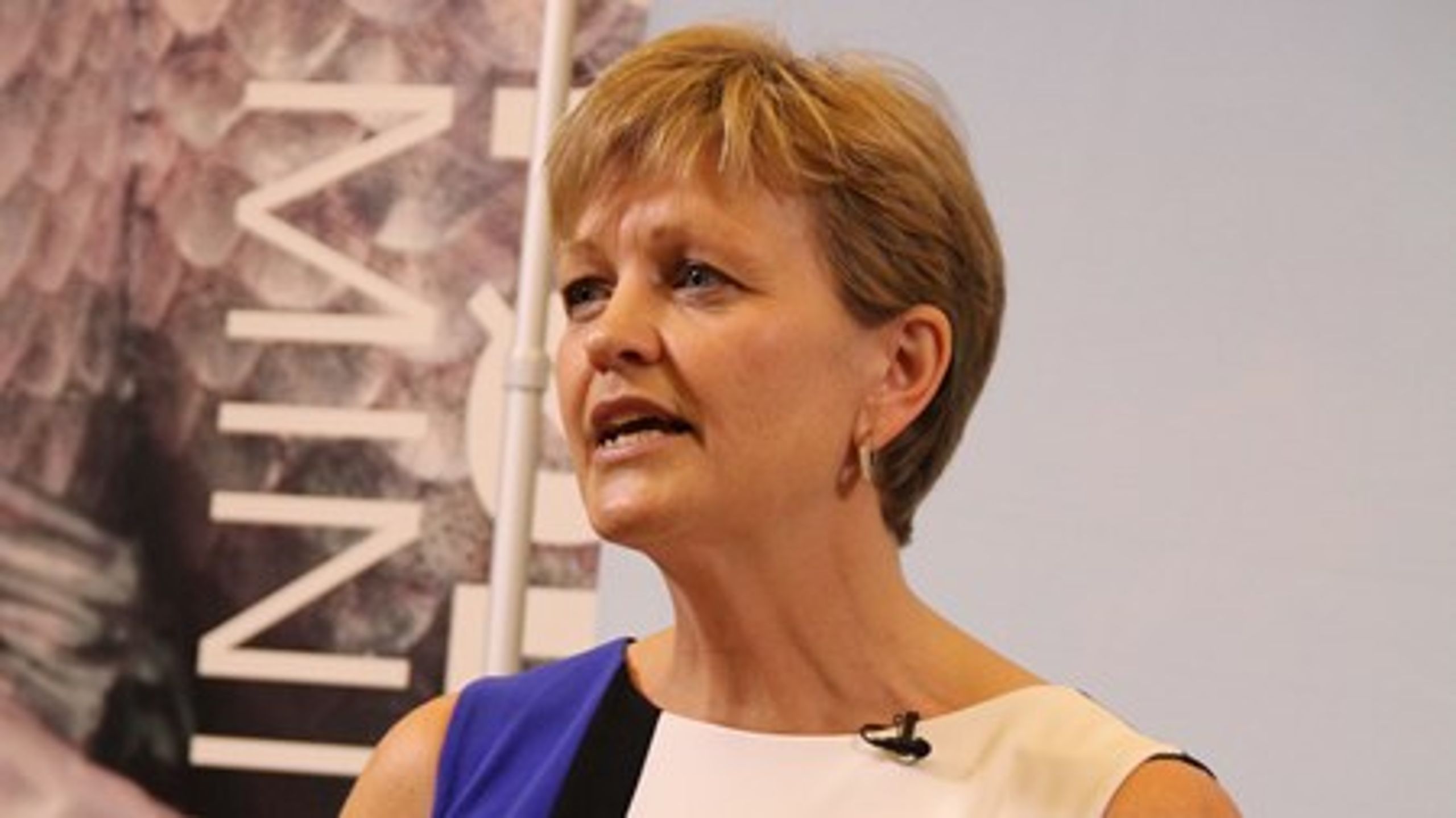 Miljø- og fødevareminister&nbsp;Eva Kjer Hansen (V)&nbsp;ved ministeroverdragelsen 1. juli 2015.