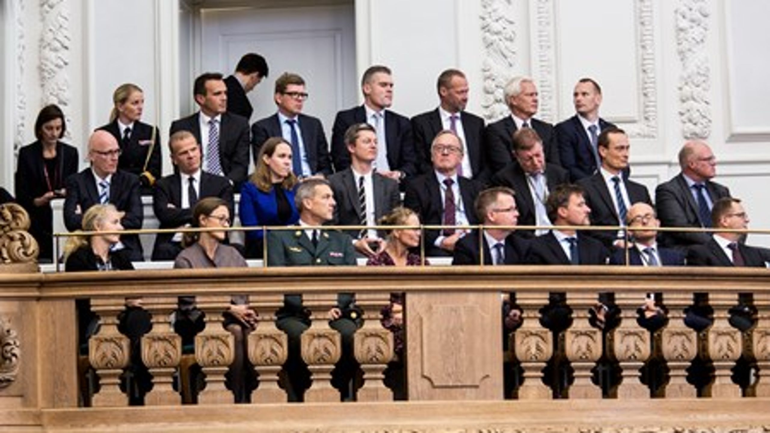 Departementschefer m.fl. samlet til Folketingets åbning.&nbsp;