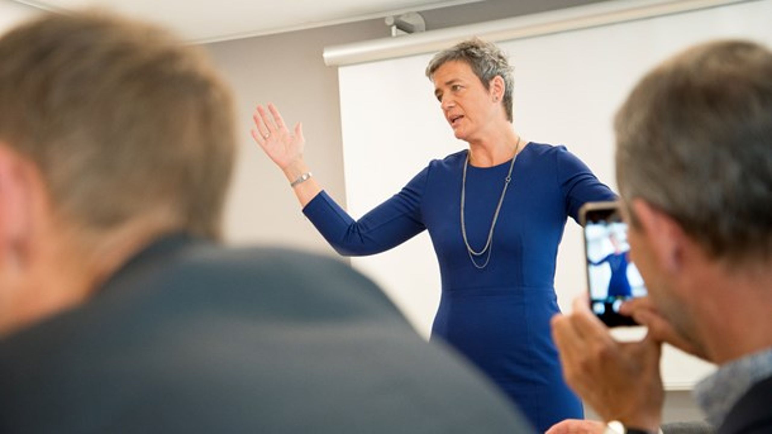 EU's konkurrencekommissær, Margrethe Vestager, under 'formiddagsmøde' fredag 2. september 2016&nbsp;i Altingets lokaler på Ny Kongensgade.