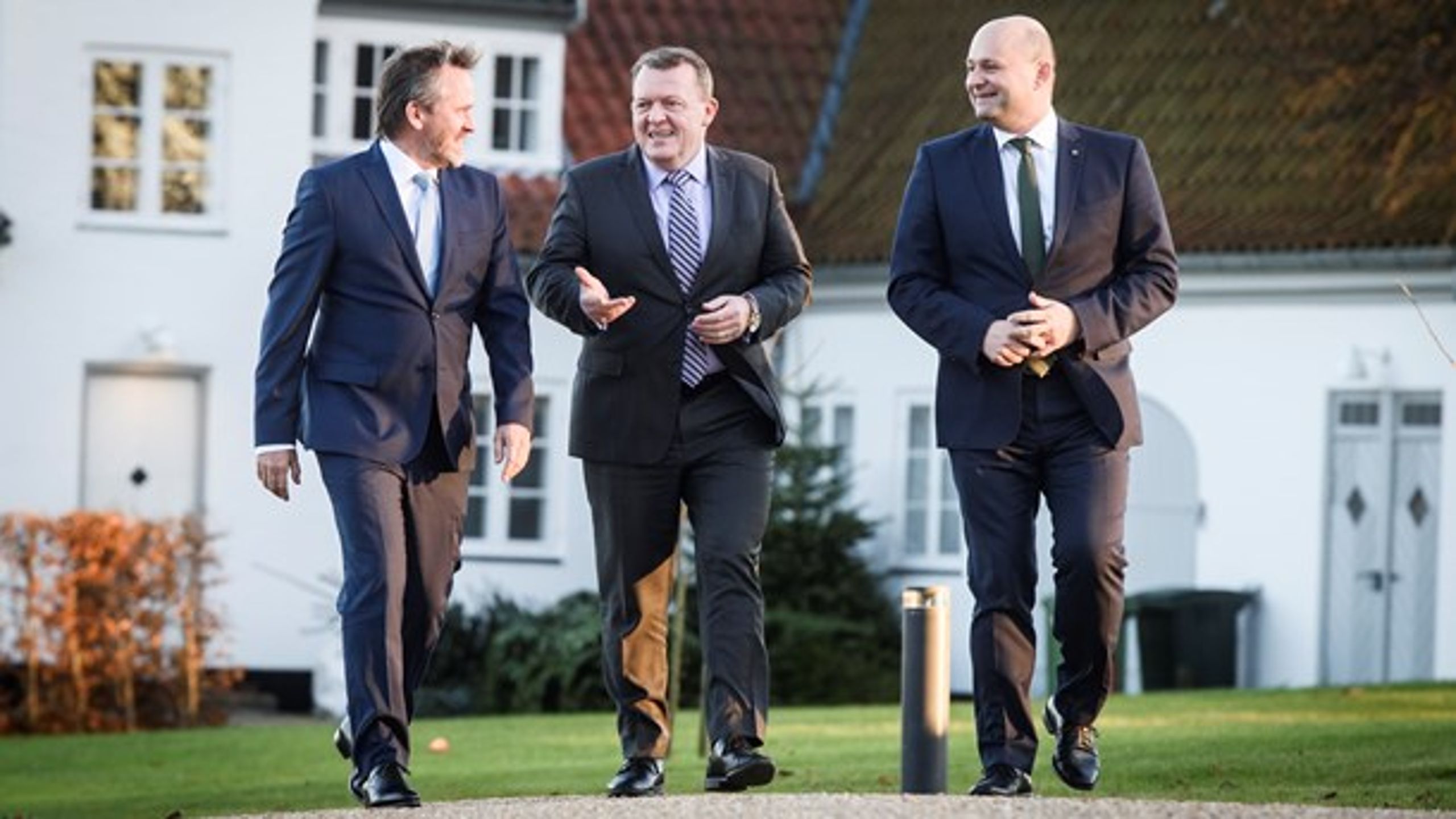 Regeringen drager i denne uge på regeringsseminar til Esbjerg. Her skal disse tre herrer blandt andet debattere med eleverne på Esbjerg Gymnasium.&nbsp;