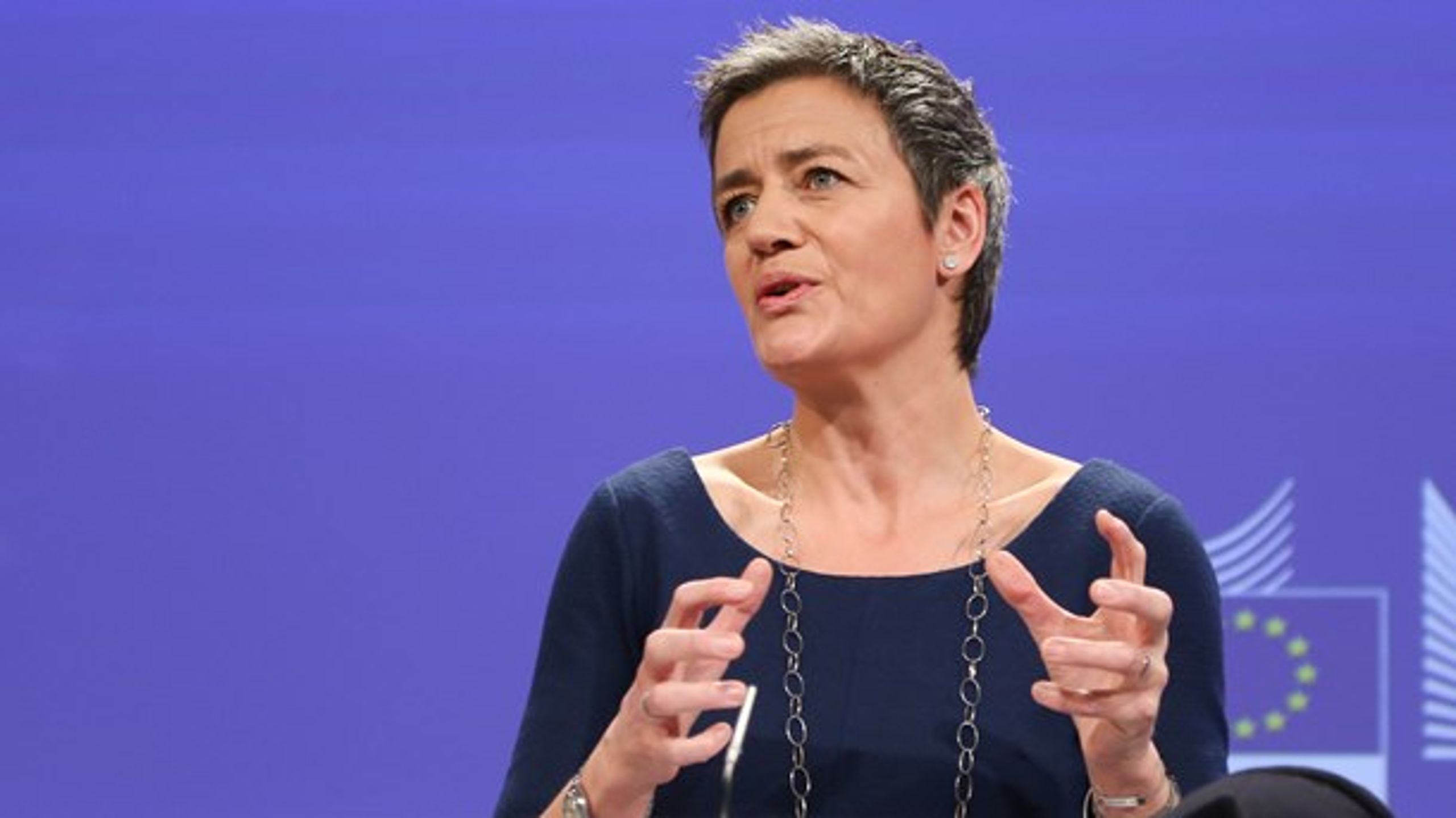 "<span>Energien bør flyde frit i Europa, så den elektricitet, der produceres af en vindmølle i et land, kan nå ud til forbrugerne i et andet," udtaler Margrethe Vestager, EU's konkurrencekommissær. Arkivfoto.<br></span>