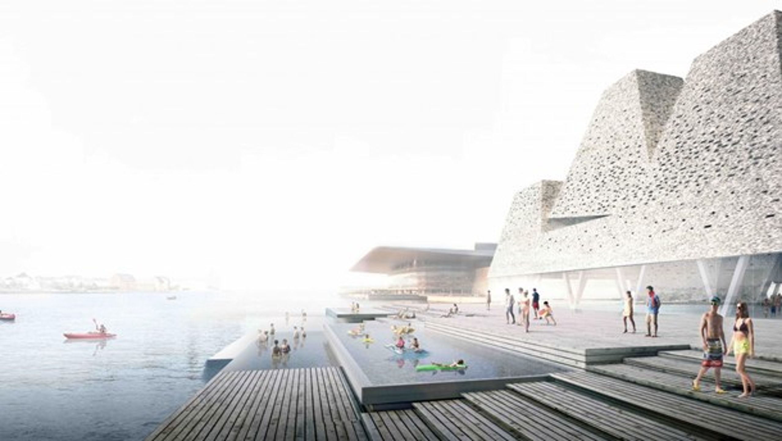 Det nye vandkulturhus skal opføres på Papirøen på Christiansholm. Finansieringen af Vandkulturhuset er sikret af Nordea-fonden, der støtter projektet med 300 millioner.&nbsp;&nbsp;