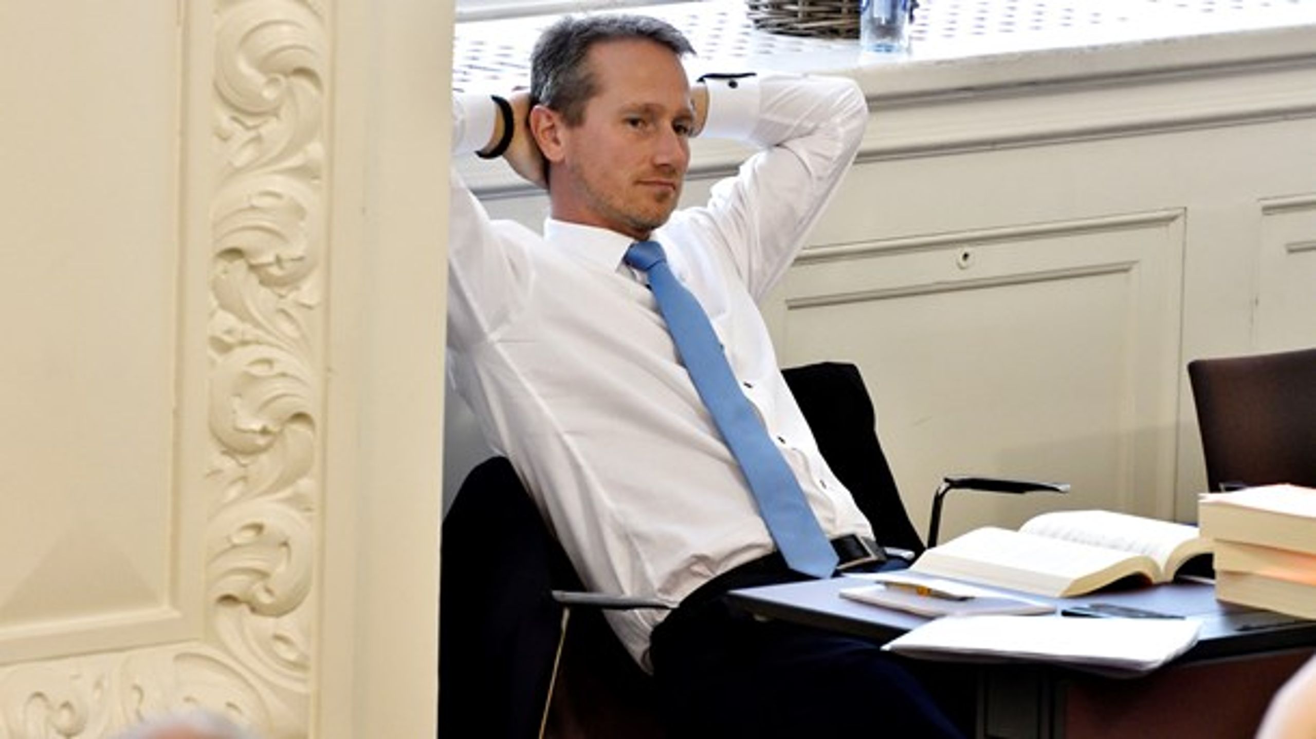 Finansministeren i Landstingssalen, hvor Folketinget førstebehandleede regeringens finanslovsforslag torsdag.