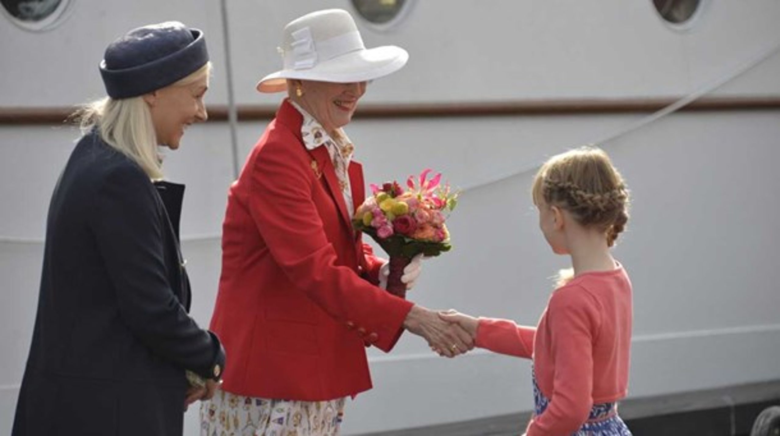 Helle Haxgart sammen med H.M. Dronningen Margrethe på et&nbsp;regentbesøg i Svendborg Kommune.