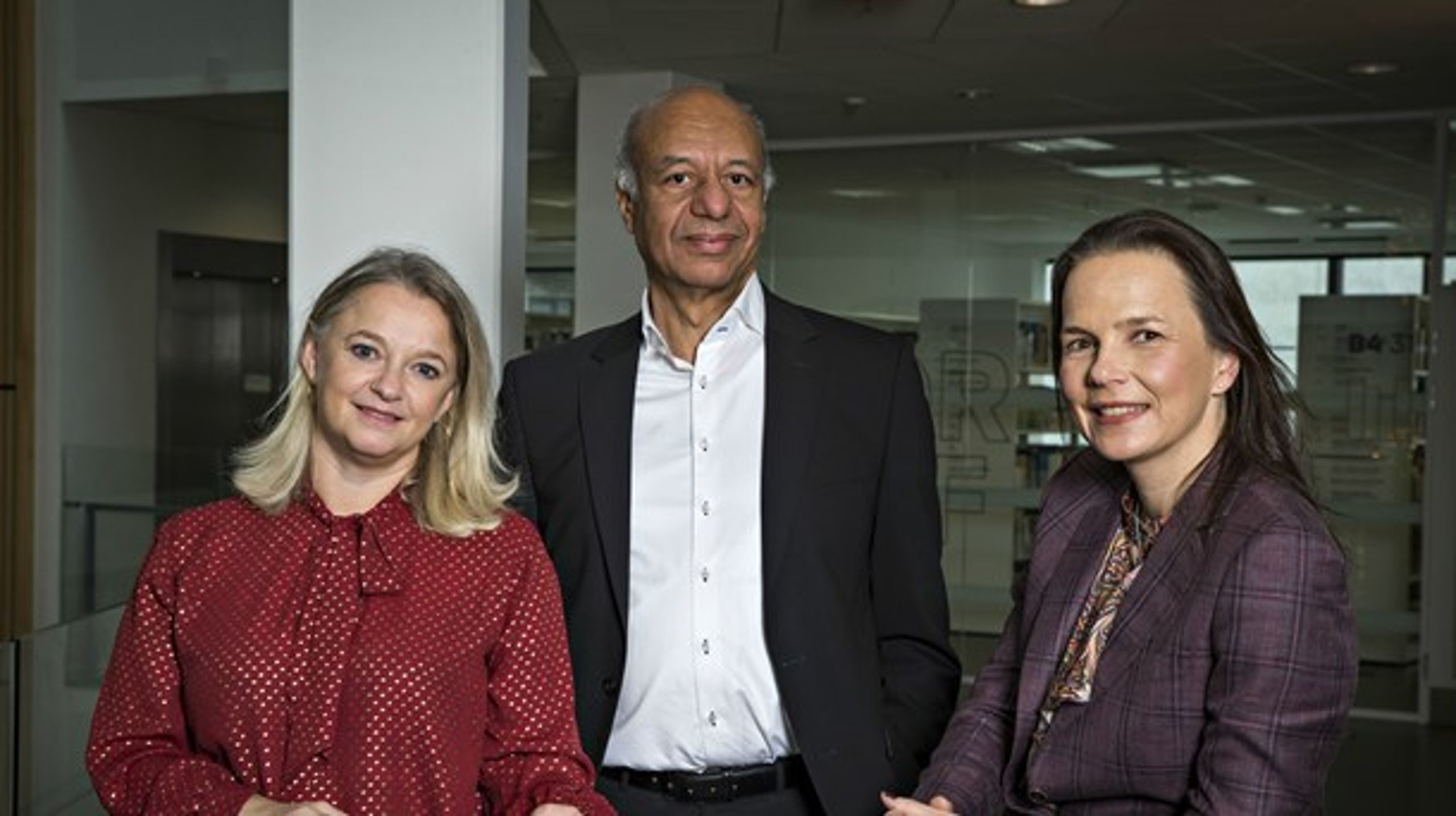 VIA's nye direktion, december 2018: Fra venstre professionshøjskoledirektør Kirsten Bundgaard, rektor Harald Mikkelsen og prorektor Louise Gade, som forfremmes fra sin stilling som direktør.&nbsp;