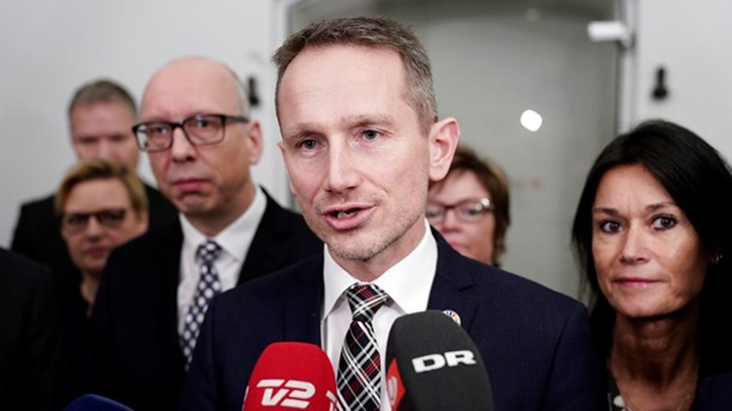 Kristian Jensen (V) onsdag morgen, da skoleaftalen blev præsenteret.&nbsp;