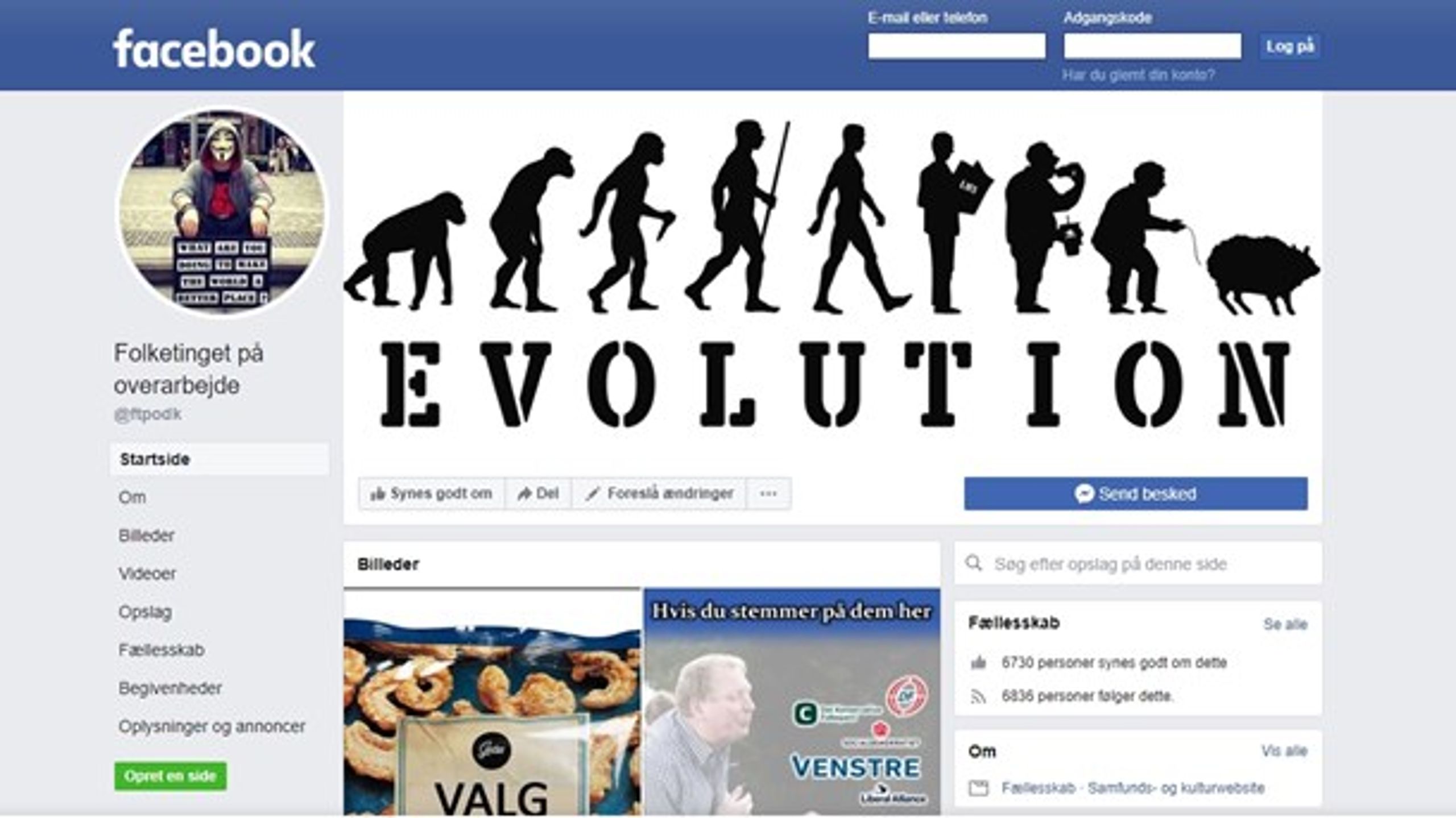 På den anonyme Facebook-side "Folketinget på overarbejde" er centrumpartierne og hele det politiske system under beskydning, skriver Niels Jespersen.